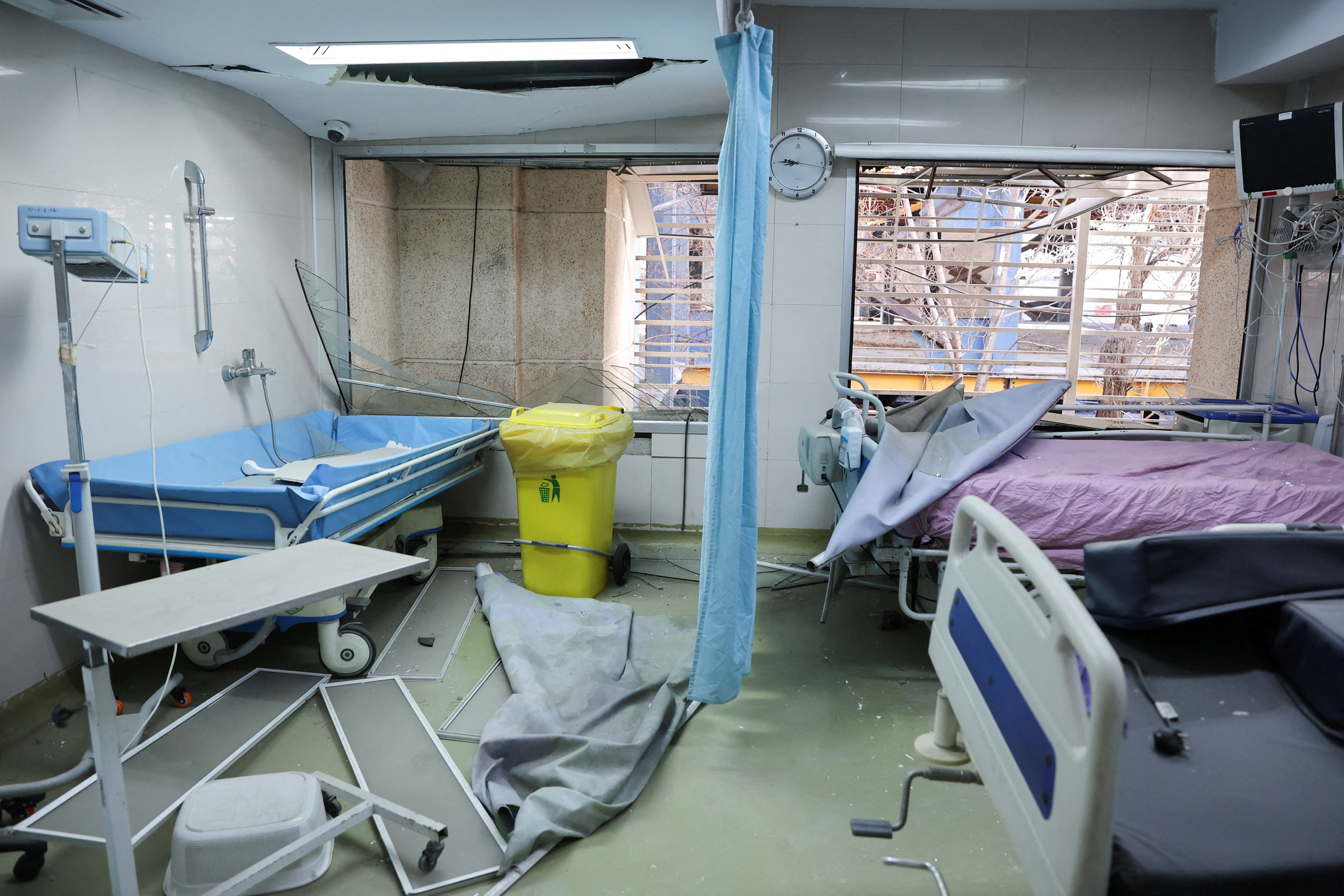 A view of debris following an Israeli and U.S. strike on Motahari Hospital