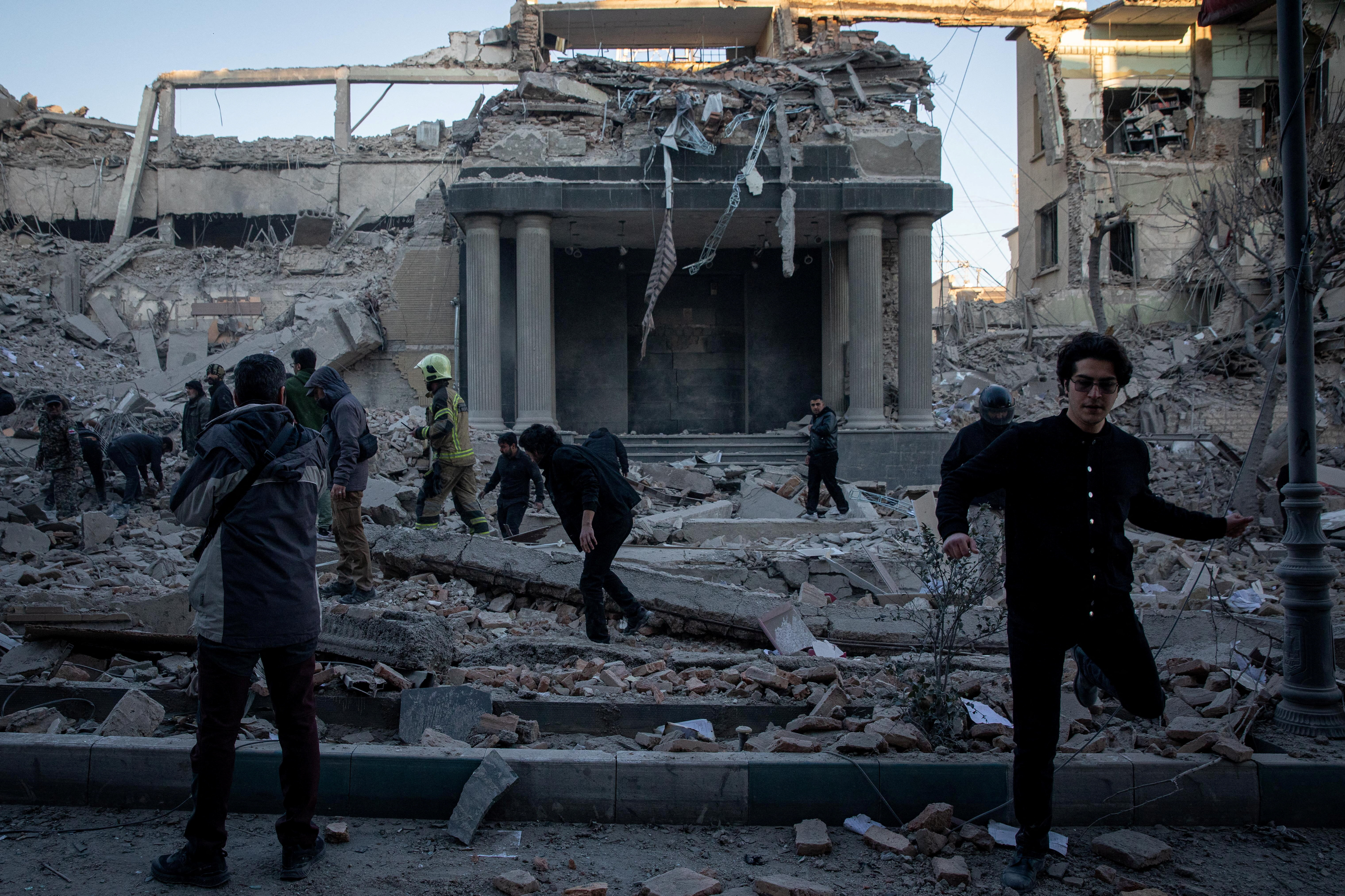 Rescuers inspect the site of an Israel and U.S. strike on a police station in Tehran, Iran, March 3, 2026. Majid Khahi/ISNA/WANA (West Asia News Agency) via REUTERS ATTENTION EDITORS - THIS PICTURE WAS PROVIDED BY A THIRD PARTY