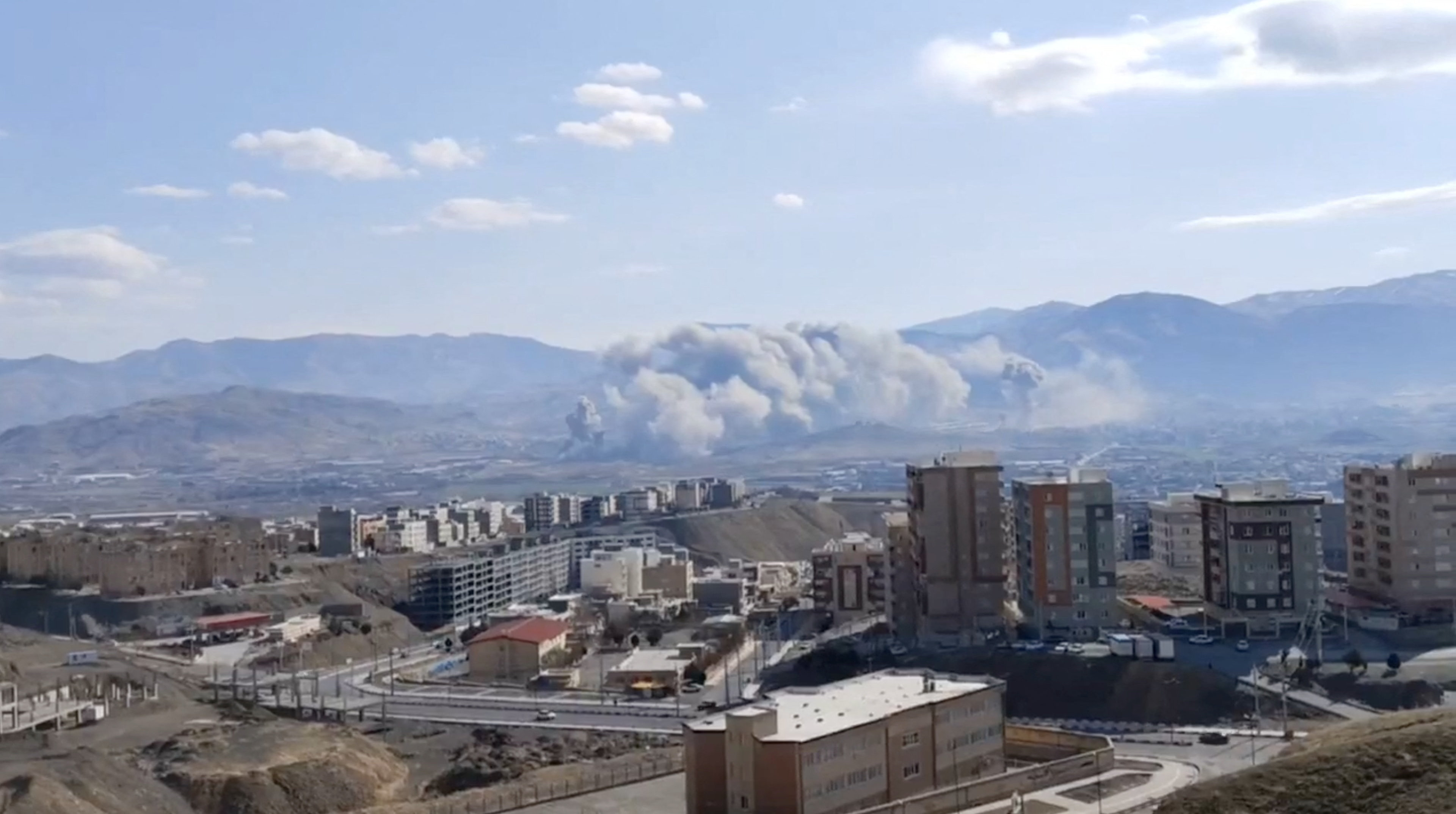 Smoke plumes of Sanandaj, Kurdistan province, Iran, amid the US-Israeli conflict with Iran