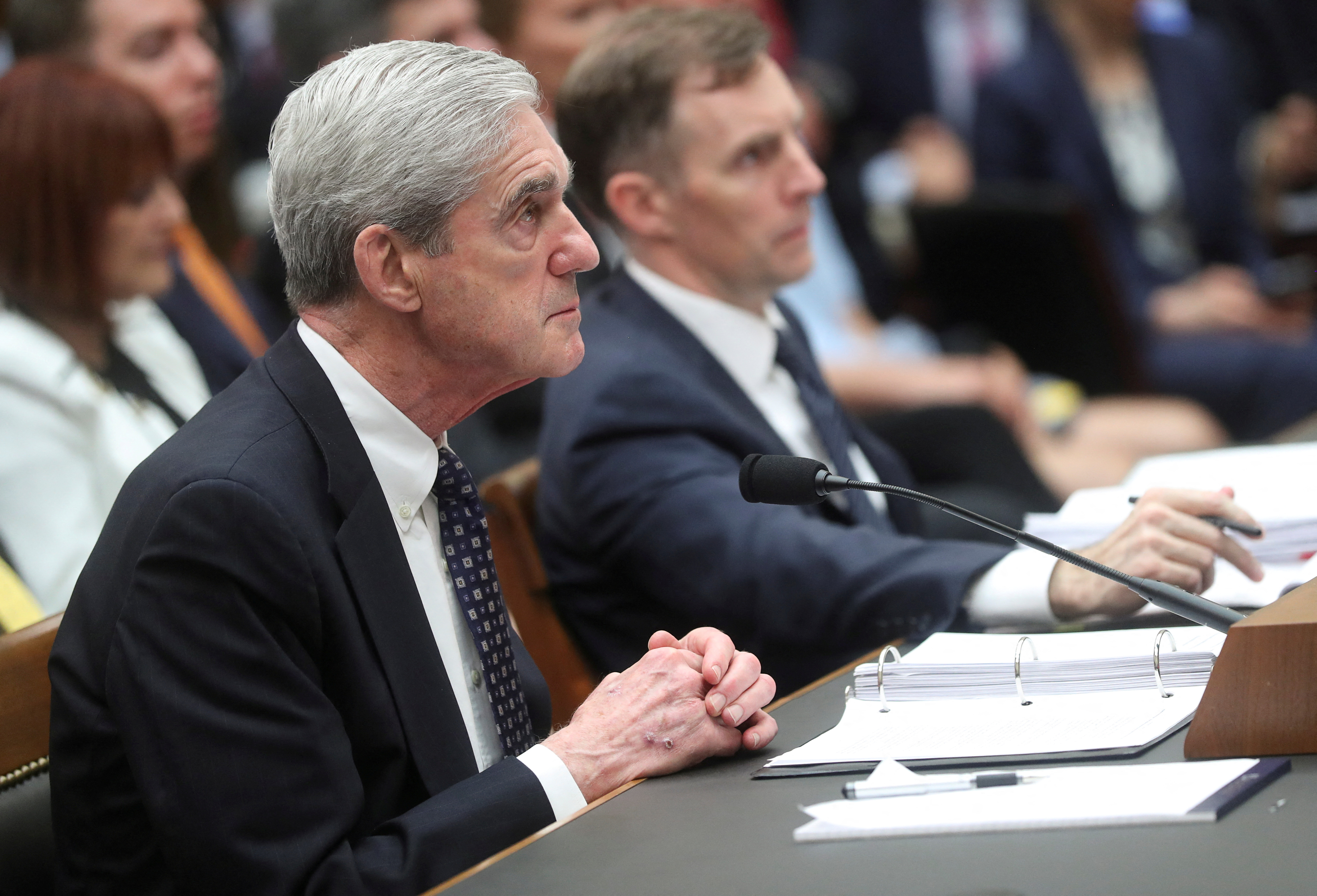 Former Special Counsel Robert Mueller testifies during a US House Intelligence Committee hearing in Washington, DC, July 24, 2019. [File: Jonathan Ernst/Reuters]