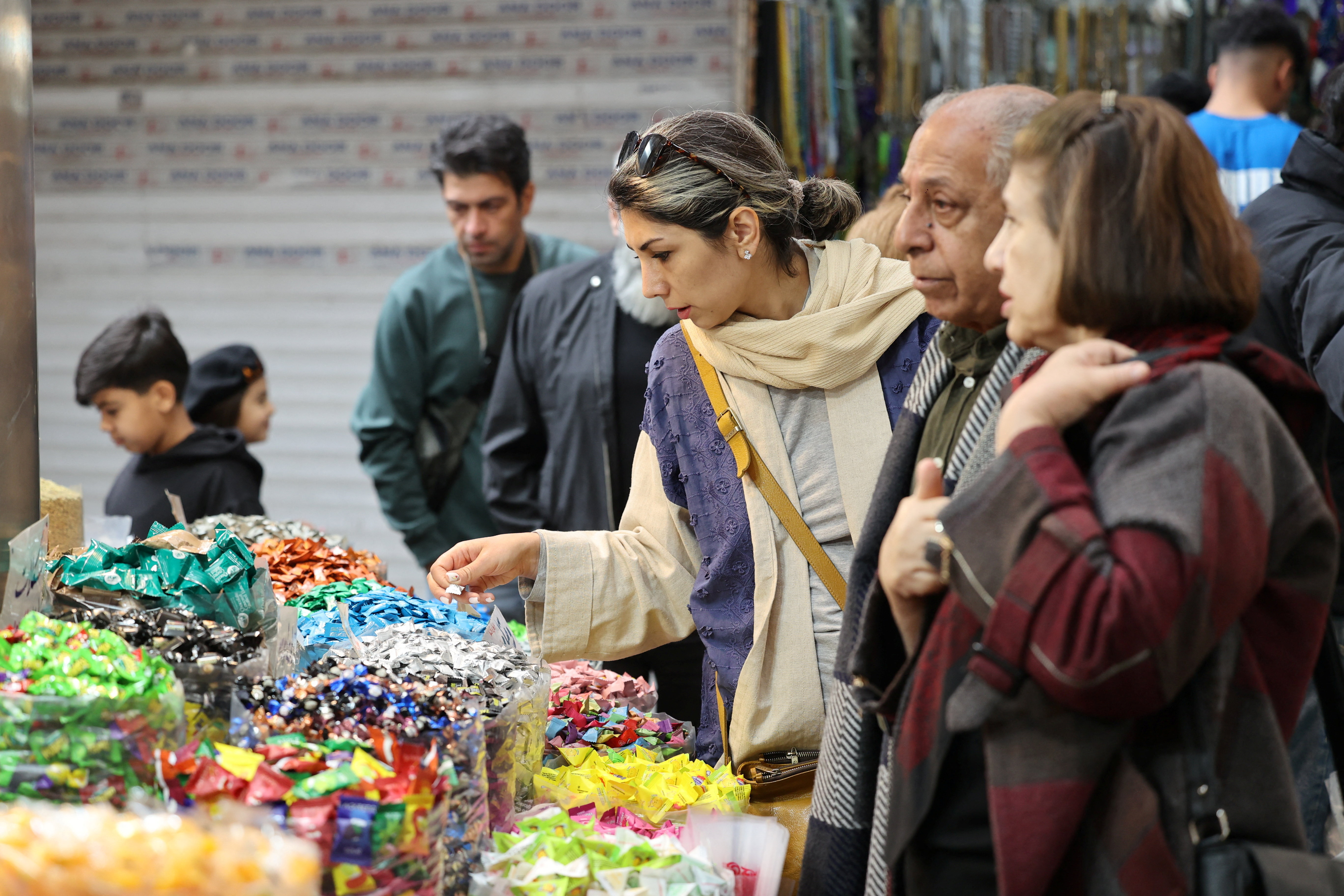 Iranian people shop at Tajrish Bazaar