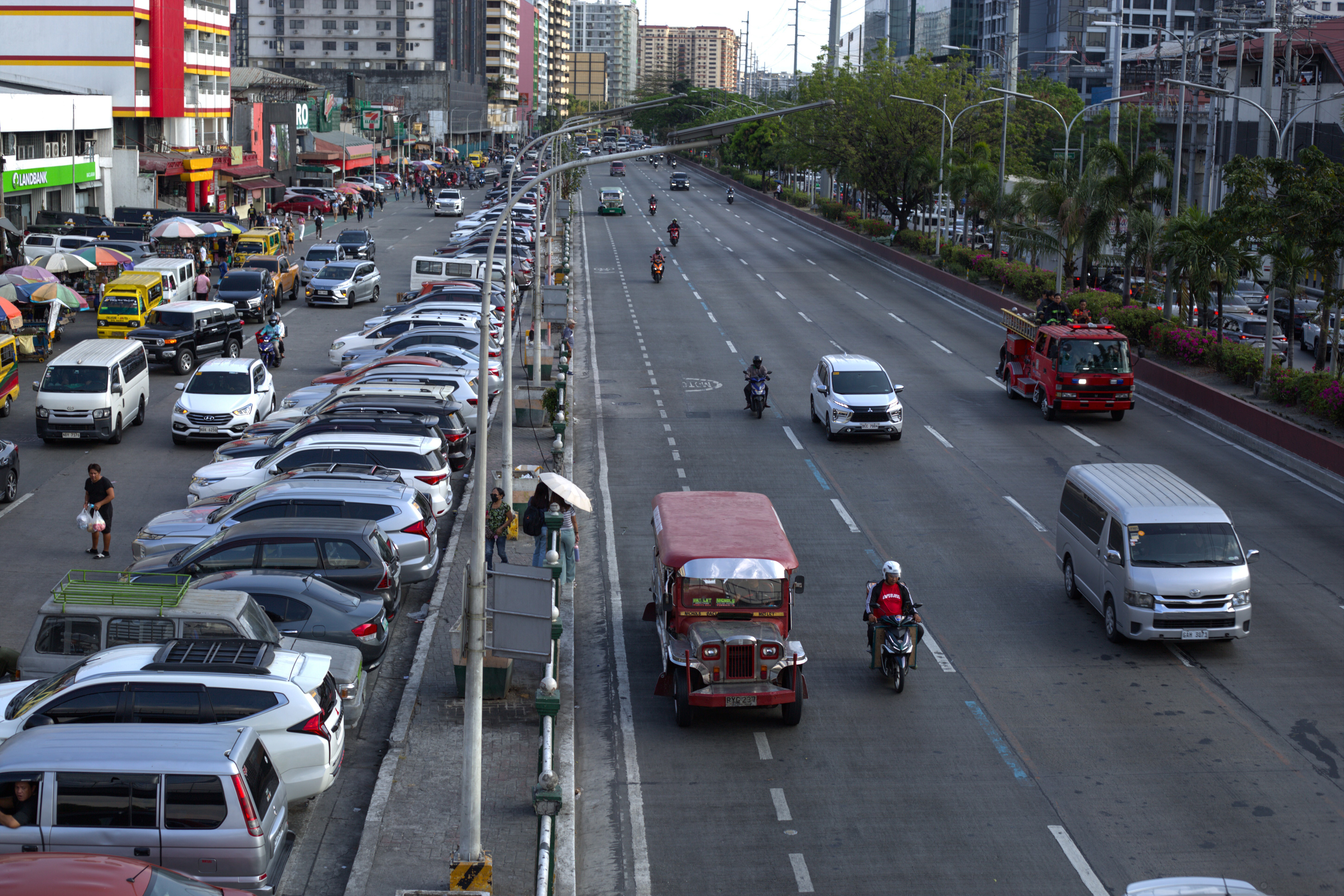 Roxas Boulevard, one of the oldest streets of Metro Manila, during rush hour on Wednesday, the day Philippine President Ferdinand Marcos' national energy emergency declaration took effect.