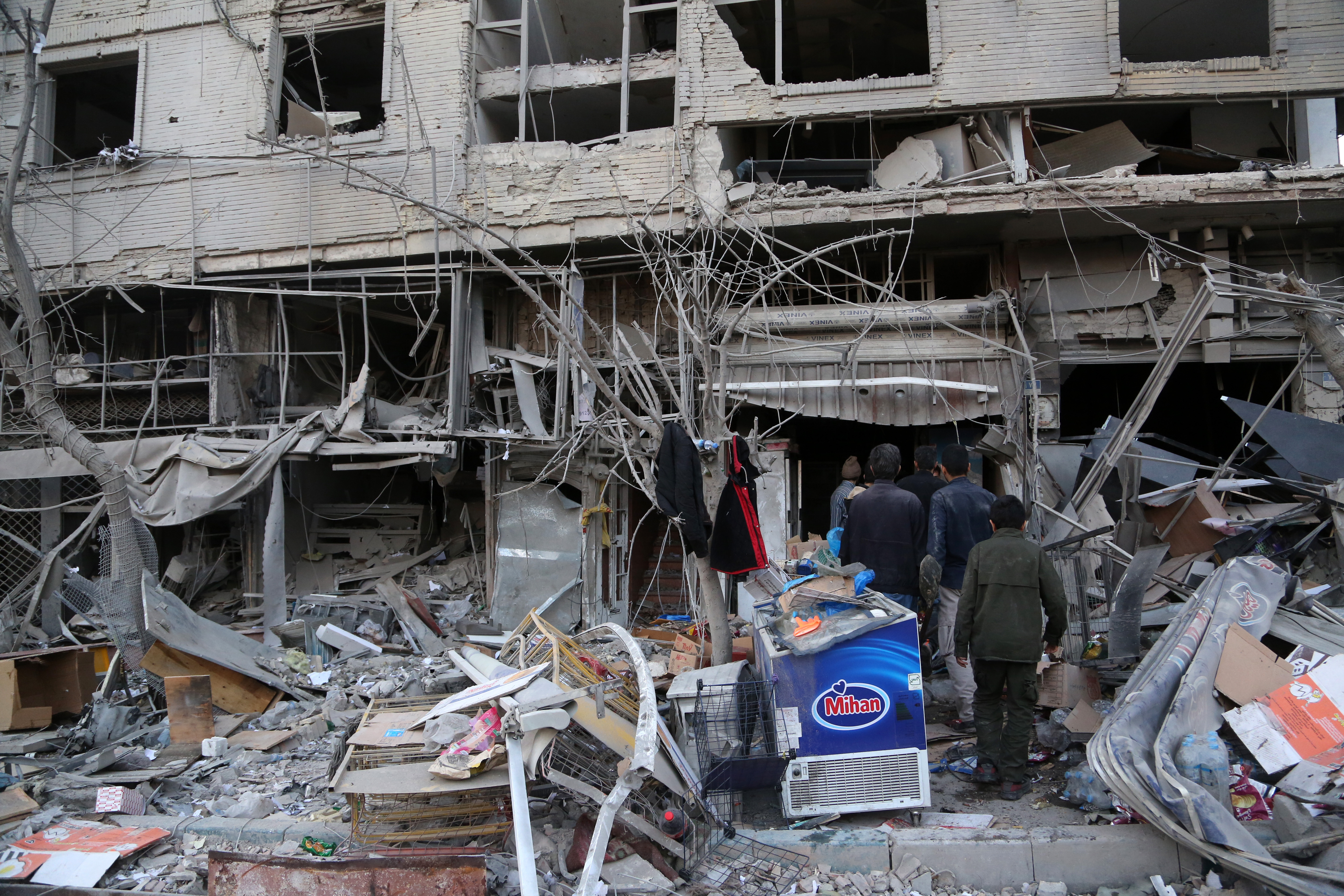 Heavily damaged structures in Tehran following US-Israeli attacks