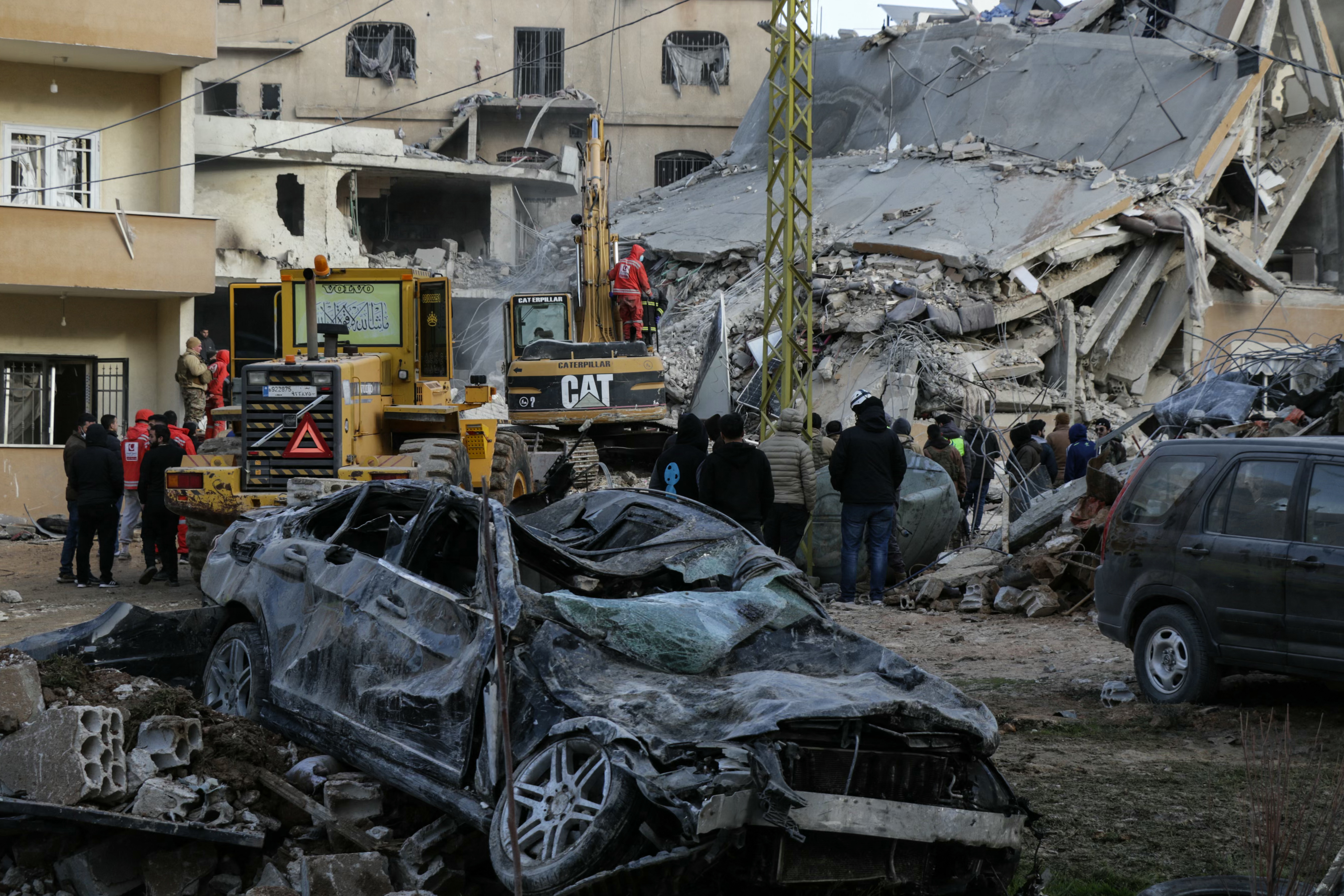 Buildings devastated by Israeli strikes in Lebanon, death toll rises to 77