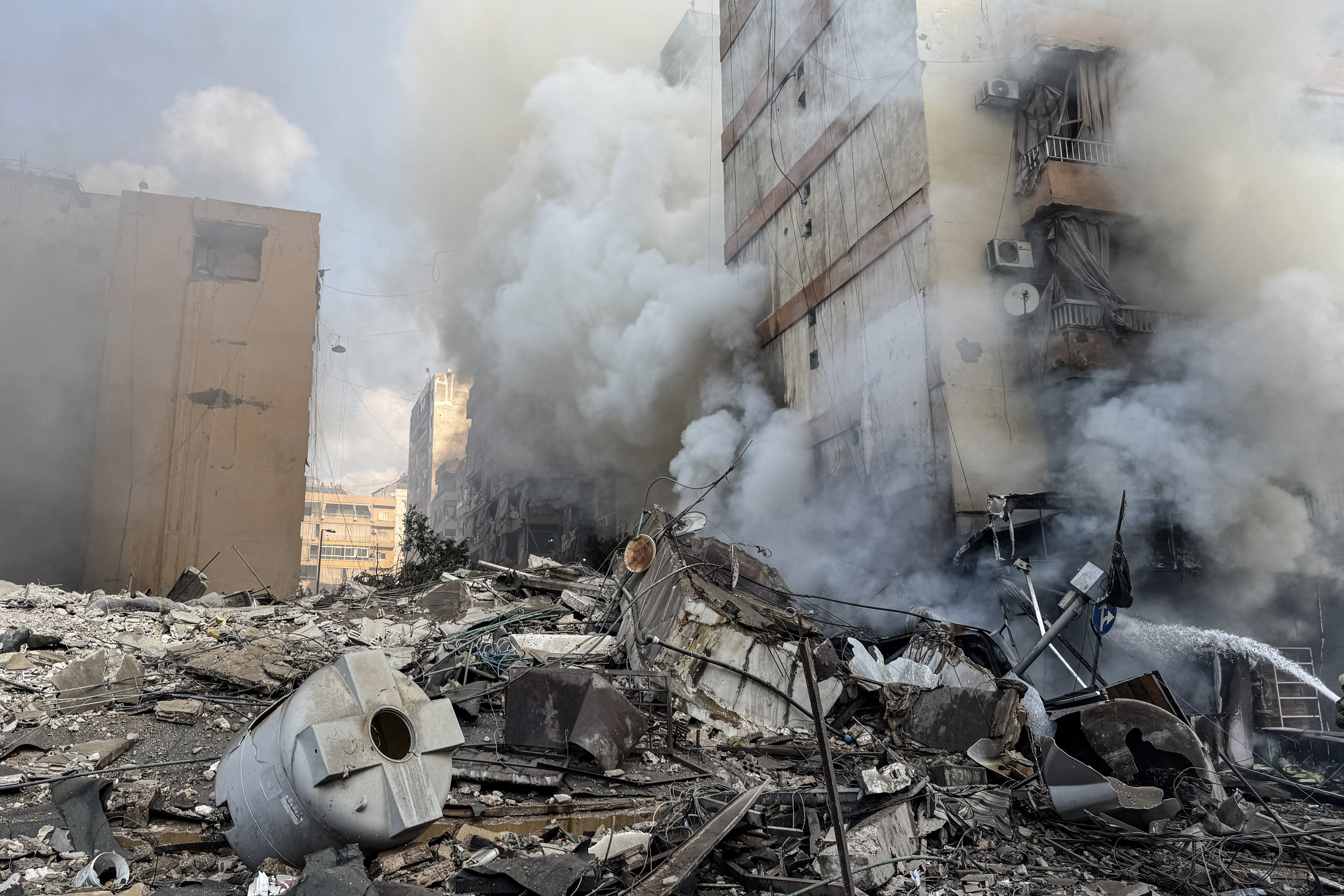 Buildings devastated by Israeli strikes in Lebanon, death toll rises to 77