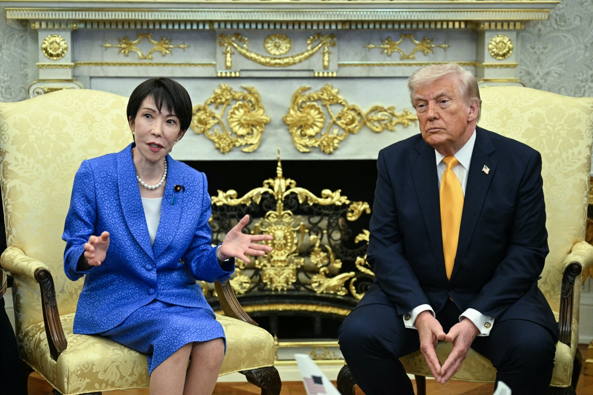 US President Donald Trump meets with Japan's Prime Minister Sanae Takaichi in the Oval Office of the White House in Washington on March 19, 2026. (Photo by Jim WATSON / AFP)
