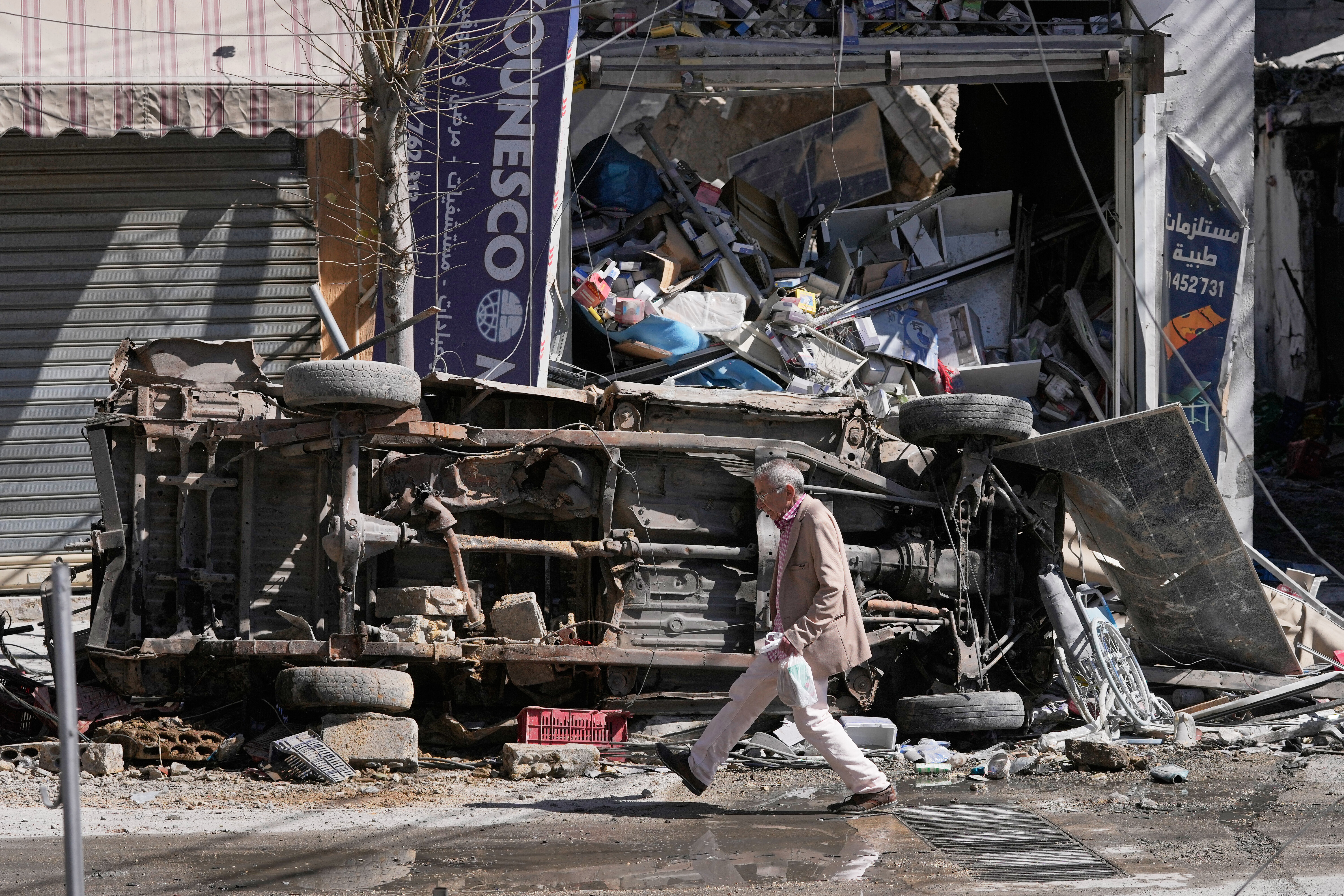 Buildings devastated by Israeli strikes in Lebanon, death toll rises to 77