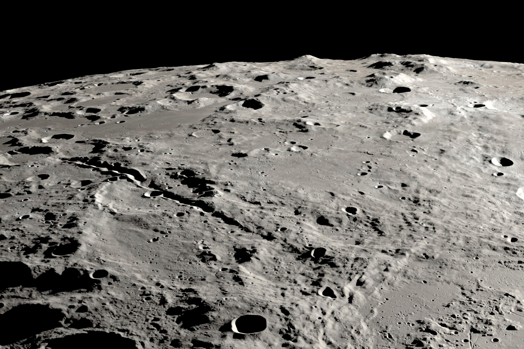 This undated photo, provided by NASA, shows a view of the lunar surface from orbit.