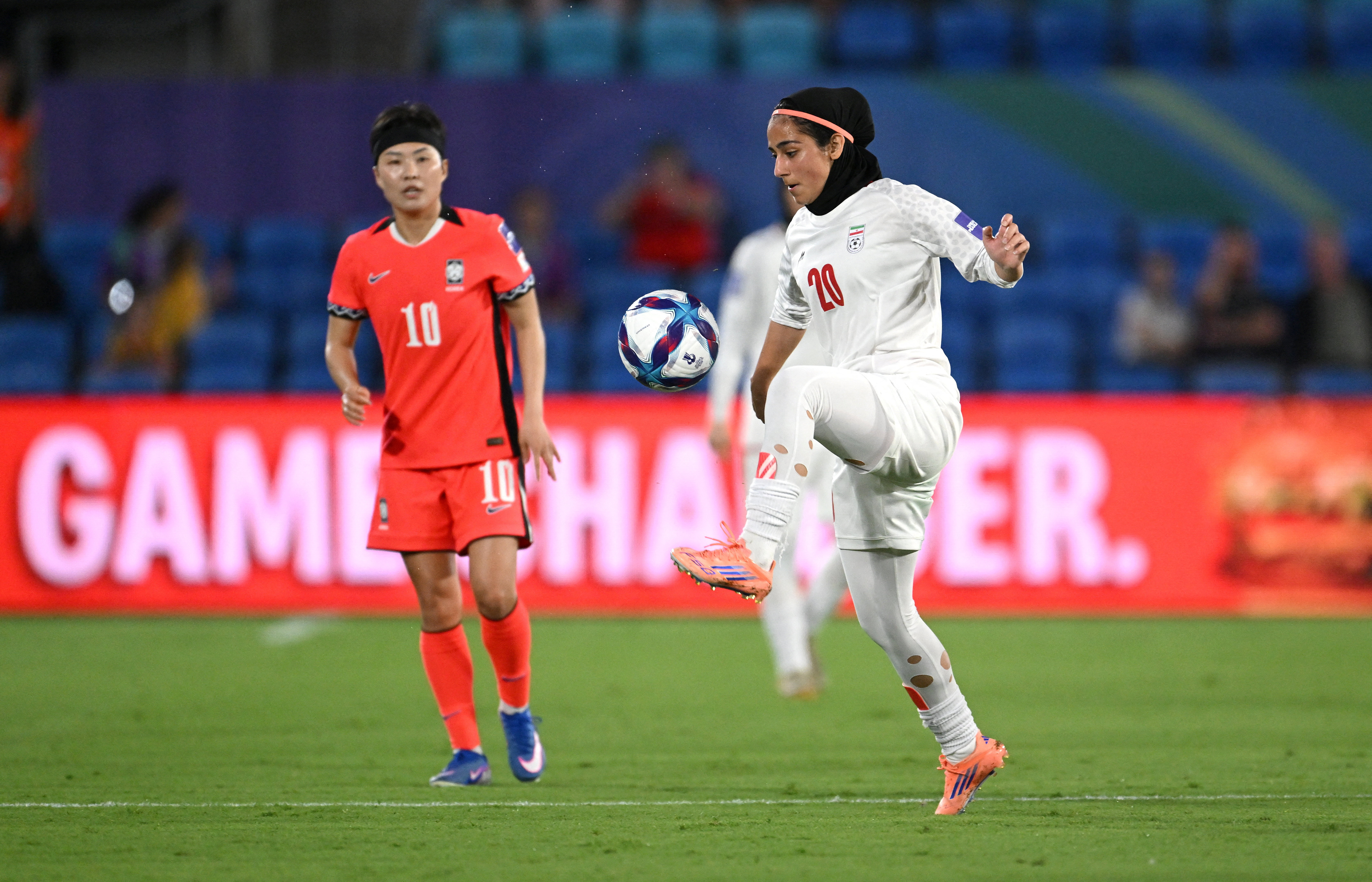 Sara Didar of Iran during the AFC Women's Asian Cup Group A match between South Korea and Iran at Robina Stadium on the Gold Coast, Australia, March 2, 2026. AAP/Dave Hunt via REUTERS ATTENTION EDITORS - THIS IMAGE WAS PROVIDED BY A THIRD PARTY. NO RESALES. NO ARCHIVE. AUSTRALIA OUT. NEW ZEALAND OUT. NO COMMERCIAL OR EDITORIAL SALES IN NEW ZEALAND. NO COMMERCIAL OR EDITORIAL SALES IN AUSTRALIA.