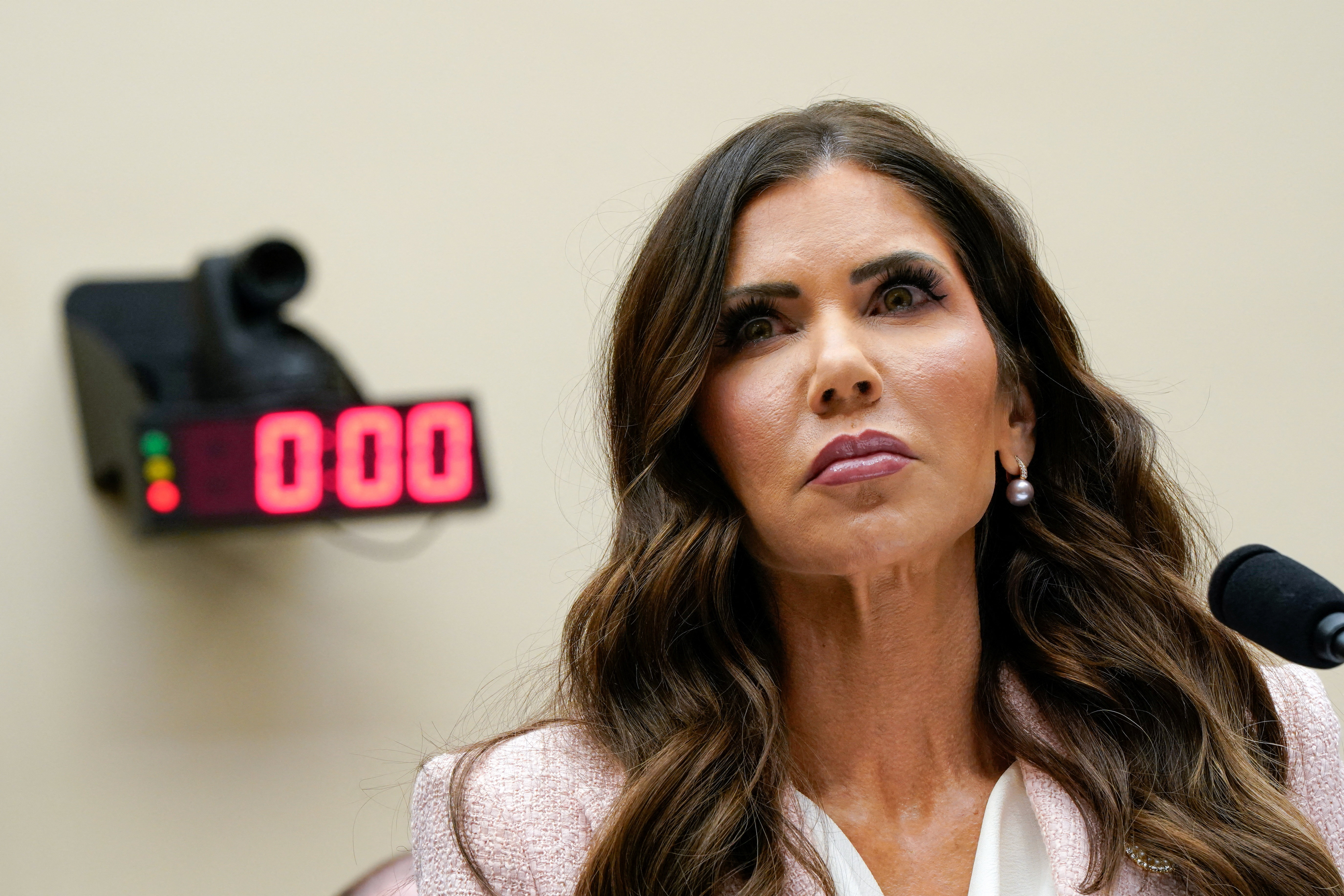 U.S. Homeland Security Secretary Kristi Noem attends a House Judiciary Committee hearing on "Oversight of the Department of Homeland Security" to testify, on Capitol Hill in Washington, D.C., U.S., March 4, 2026. REUTERS/Elizabeth Frantz
