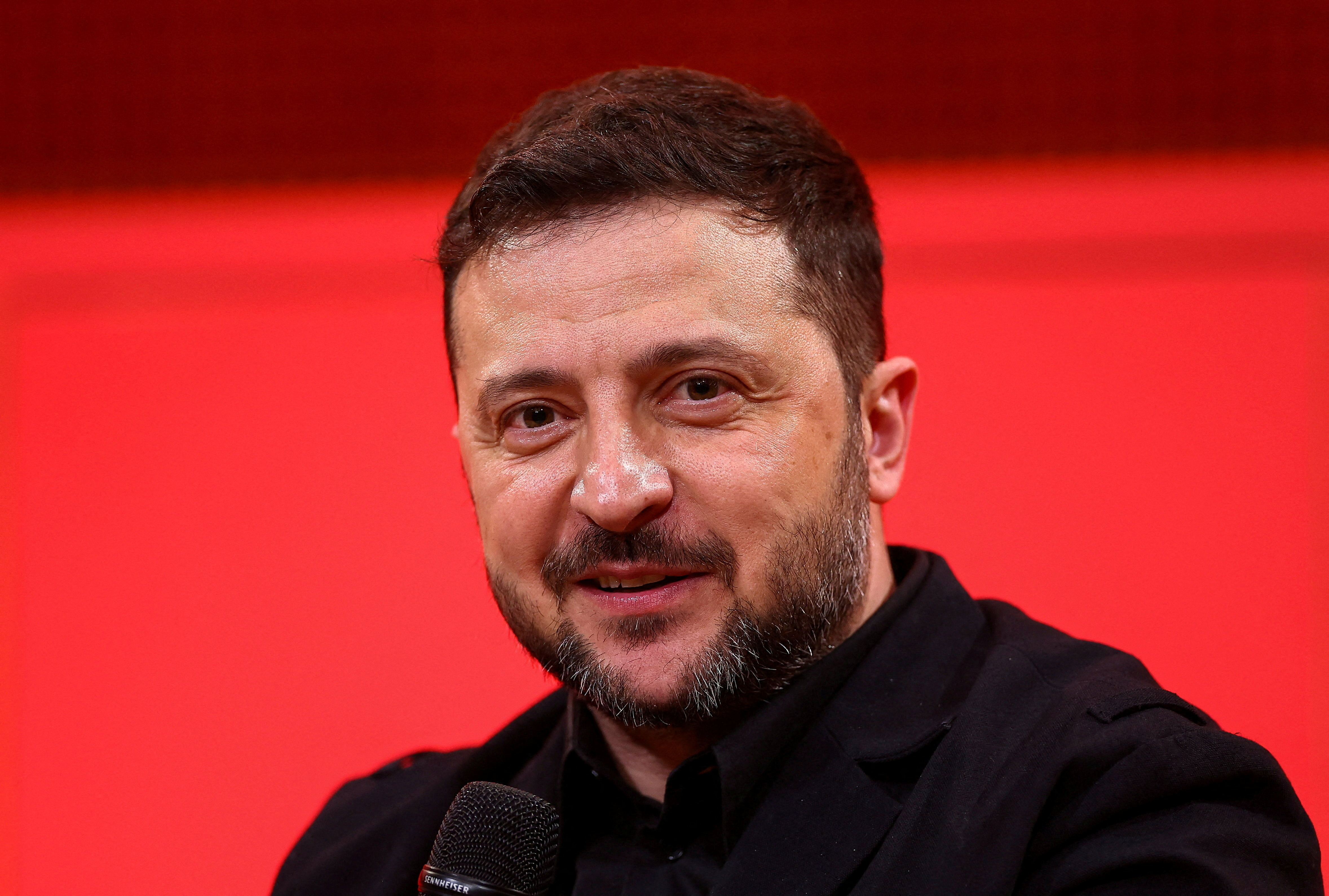 Ukrainian President Volodymyr Zelenskiy attends a panel at Sciences Po university, in Paris, France March 13, 2026.REUTERS/Abdul Saboor