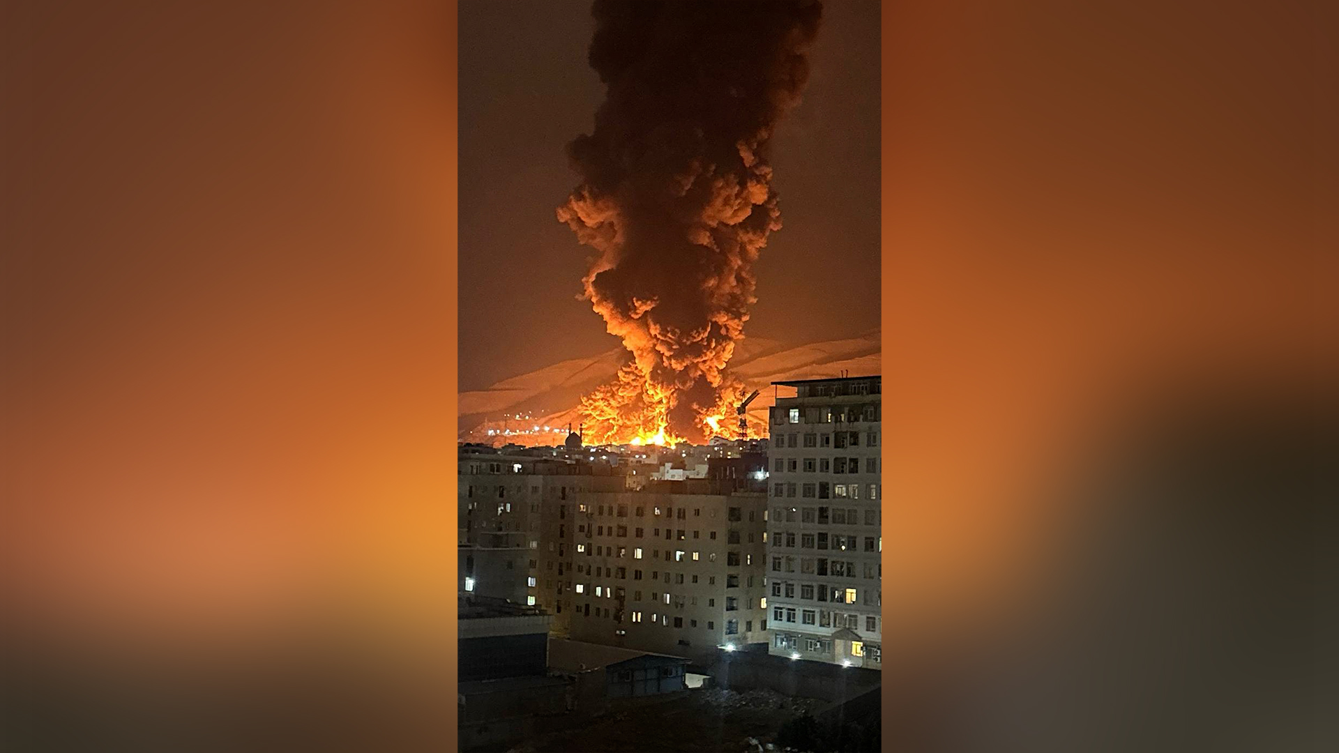 A fire rages at an oil depot in Tehran, Iran following an Israeli attack on March 7, 2026. [VahidOnline via Telegram]