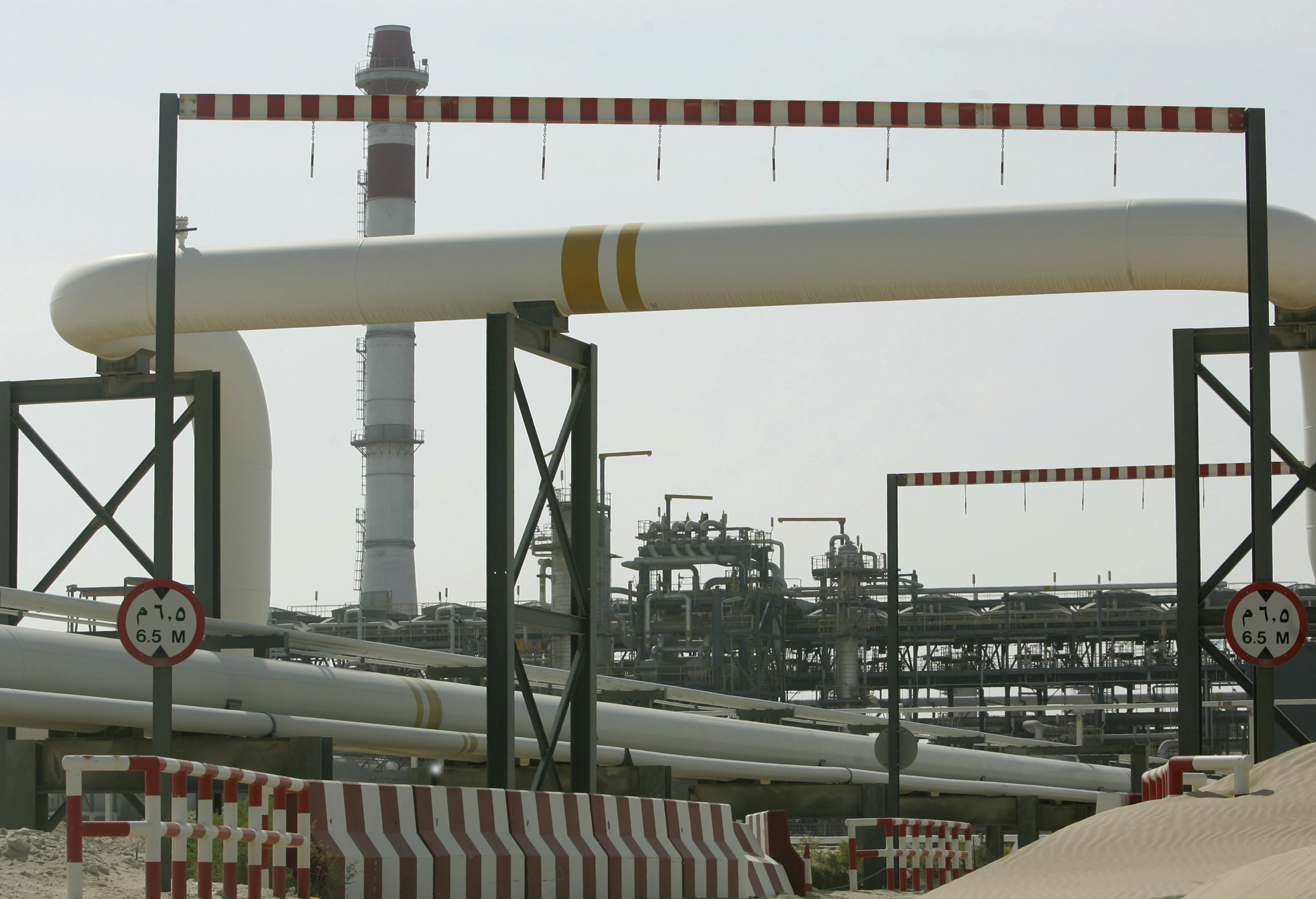 A view of natural gas wells at the Habshan gas facility in Abu Dhabi, UAE