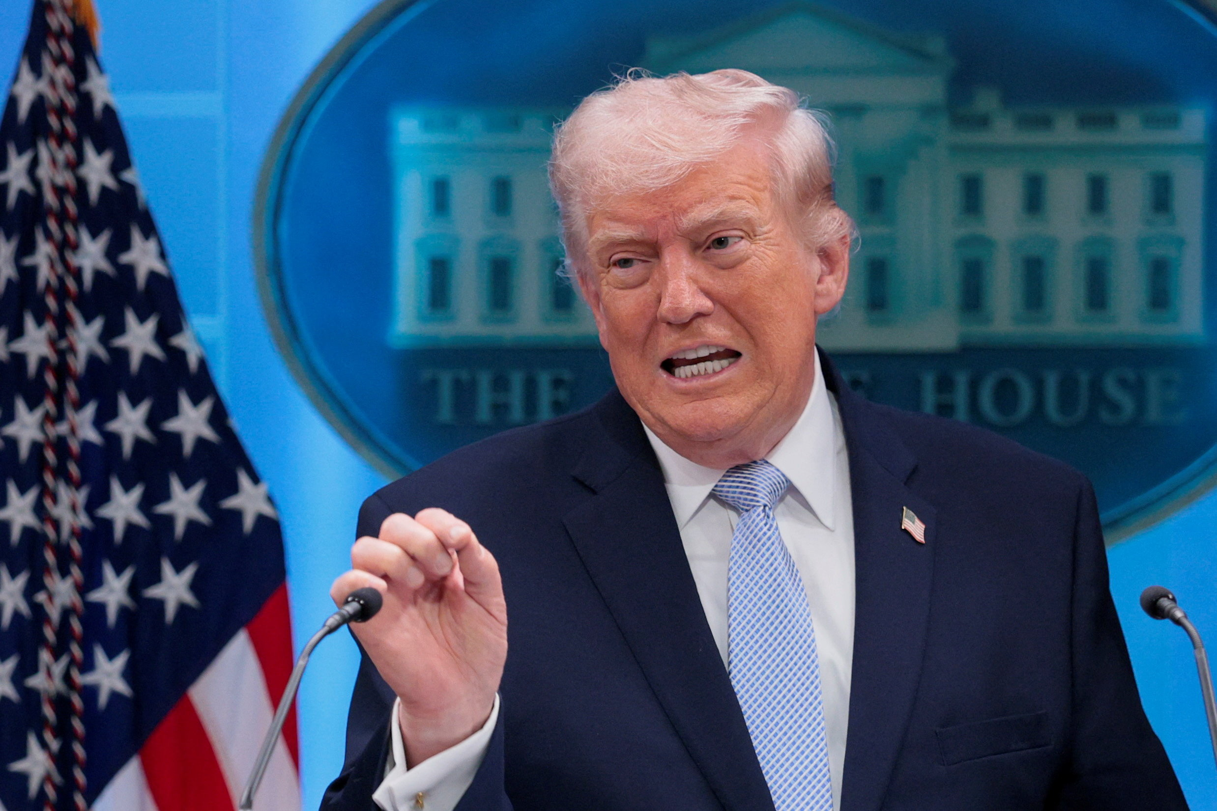 US President Donald Trump holds a press conference in the James S. Brady Press Briefing Room at the White House in Washington, D.C., U.S., April 6, 2026. [Evan Vucci\Reuters]