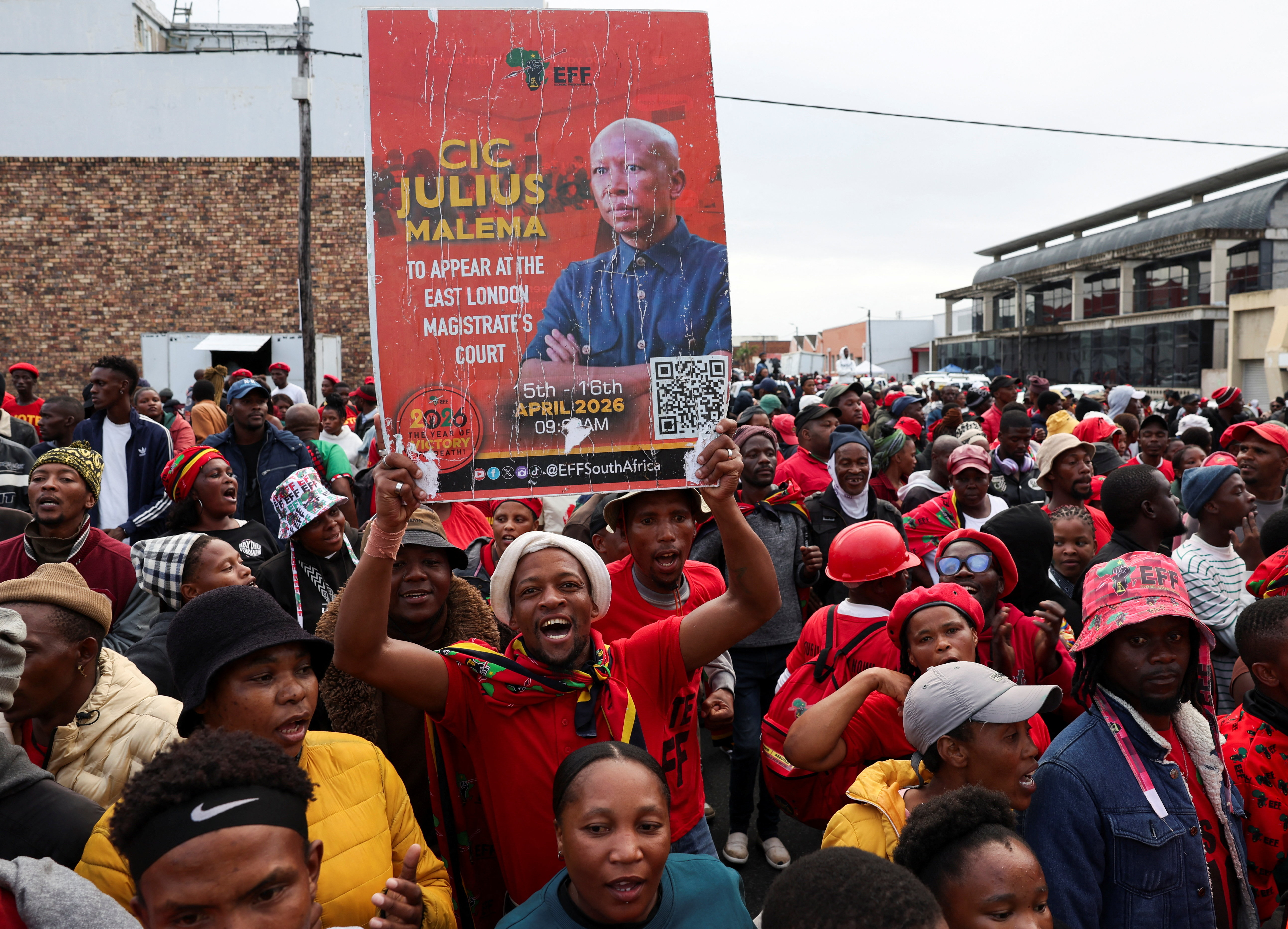 South African opposition politician Malema expected to be sentenced in firearm case, in KuGompo City