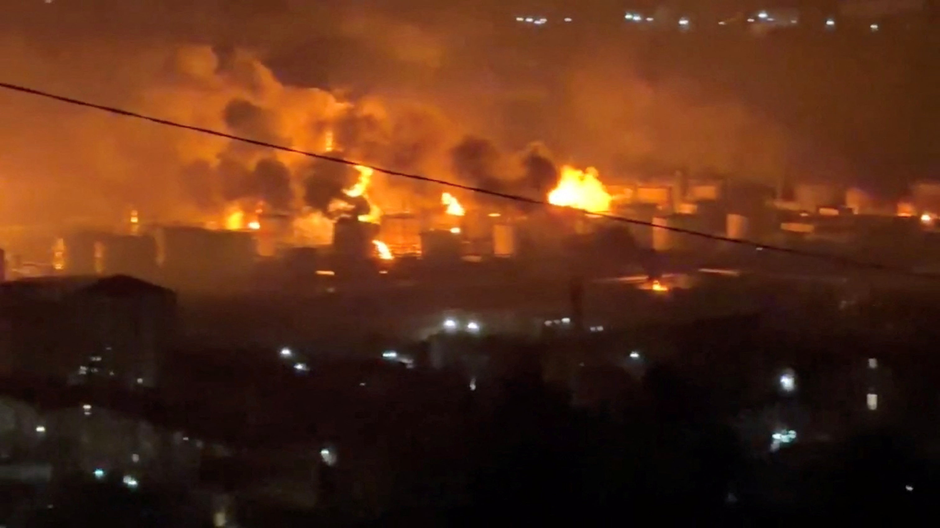 Fire and smoke rise at the Tuapse oil refinery near the Tuapse port, following a Ukrainian drone attack, according to Russian officials, in Tuapse, Krasnodar Krai, Russia, in this screengrab obtained from a social media video released on April 20, 2026. SOCIAL MEDIA/via REUTERS THIS IMAGE HAS BEEN SUPPLIED BY A THIRD PARTY. NO RESALES. NO ARCHIVES. NEWS USE ONLY. VERIFICATION: - Reuters was able to confirm the location from the position of buildings and road layout, which matched the file and satellite imagery of the area. - Date not verified, but local governor Veniamin Kondratiev said on Monday (April 20) that one man has died and another has been injured in a "massive" Ukrainian drone attack on Russia's Black Sea port of Tuapse. - NASA FIRMS (NASA's Global Fire Tracking Map) detected thermal activity in the area in the past 24 hours. No older version of the video was found posted online before April 20.