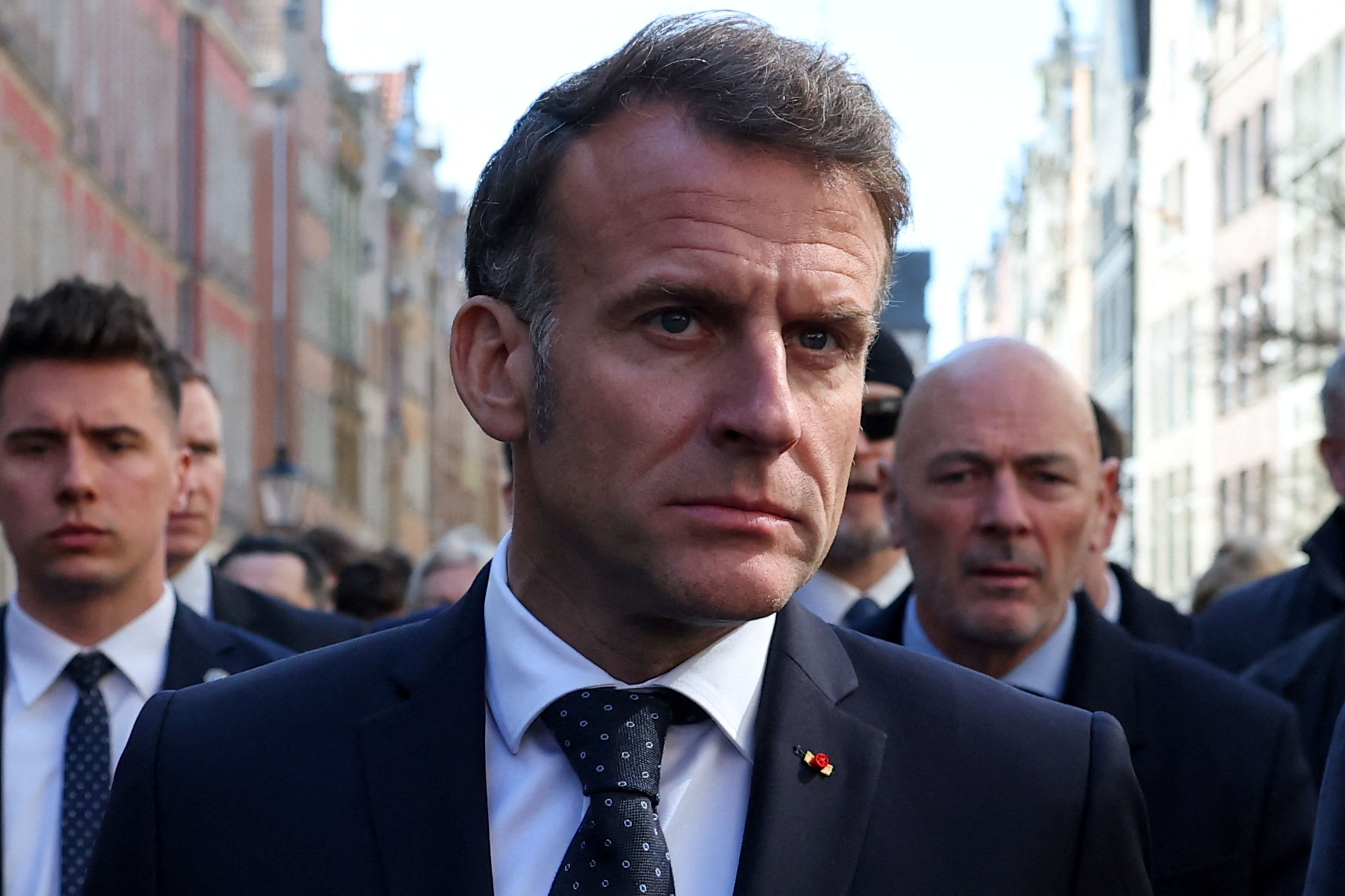 French President Emmanuel Macron walks during his meeting with Poland's Prime Minister Donald Tusk in Gdansk, Poland, April 20, 2026. [Kacper Pempel/Reuters]