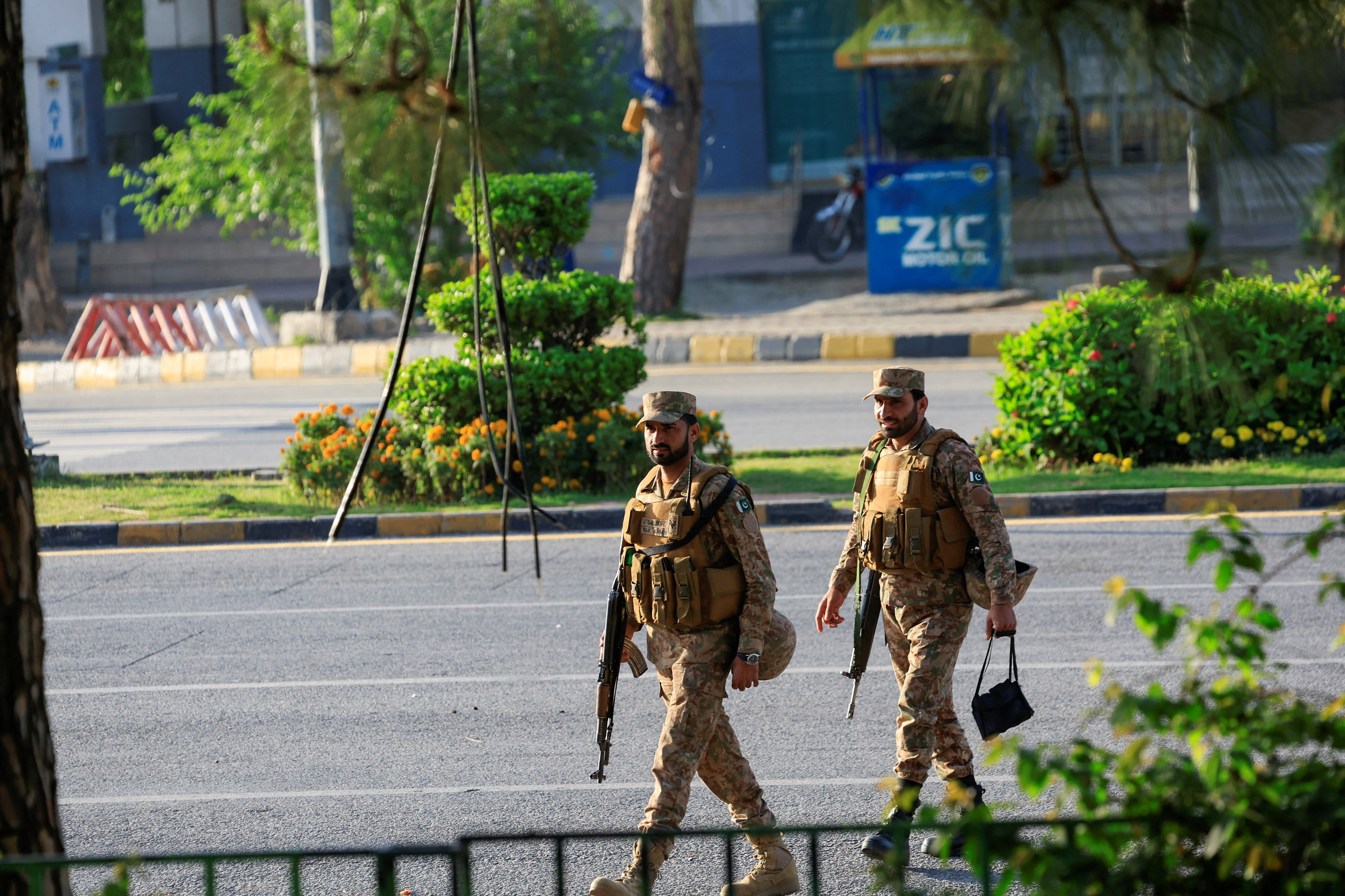 Soldiers patrol in Islamabad as Pakistan prepares to host the US and Iran for the second phase of peace talks