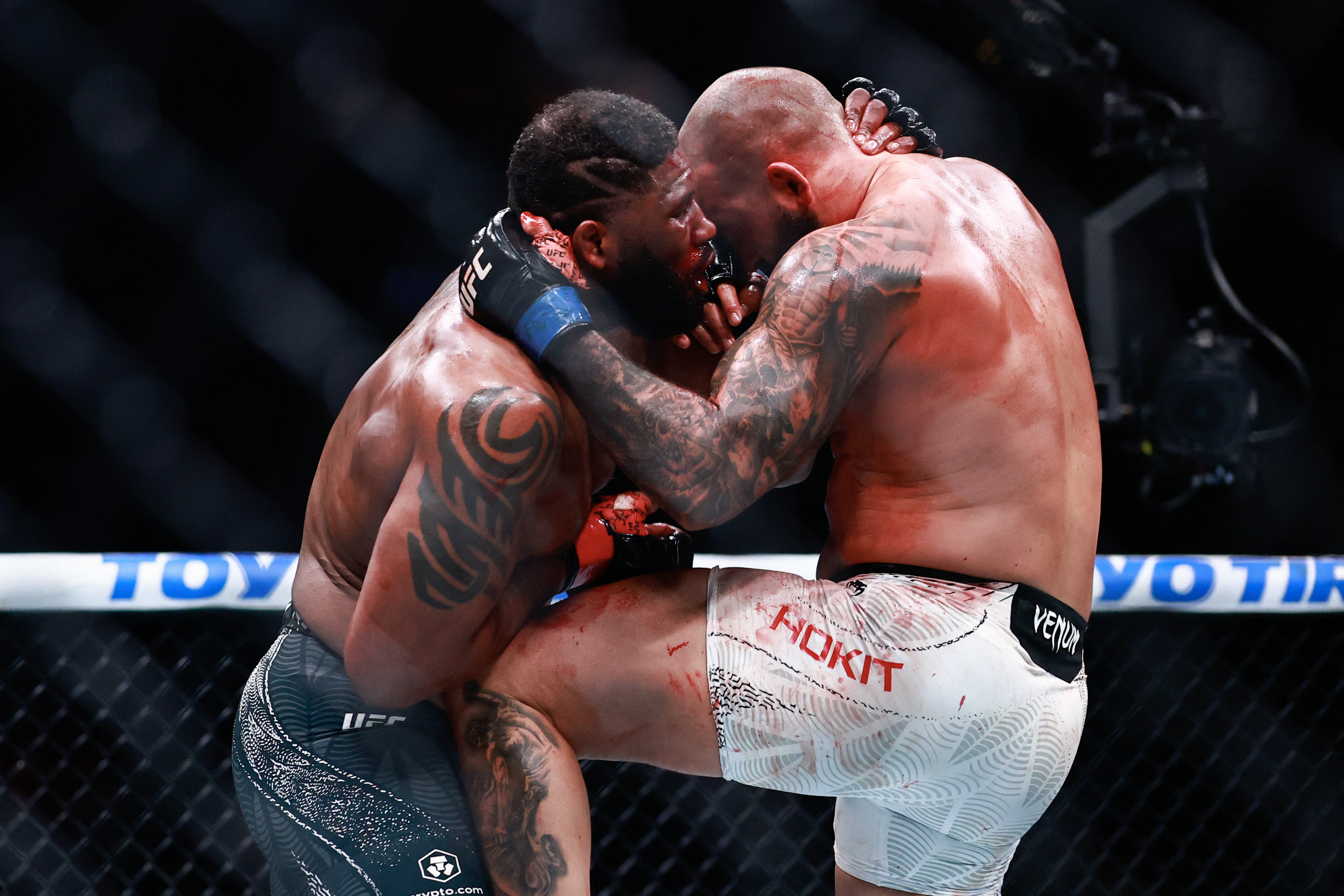 MIAMI, FLORIDA - APRIL 11: Carlos Ulberg of New Zealand celebrates after his victory via knockout over Jiri Prochazka of Czechia, not pictured, in a light heavyweight title bout during UFC 327 at the Kaseya Center on April 11, 2026 in Miami, Florida. Carmen Mandato/Getty Images/AFP (Photo by Carmen Mandato / GETTY IMAGES NORTH AMERICA / Getty Images via AFP)