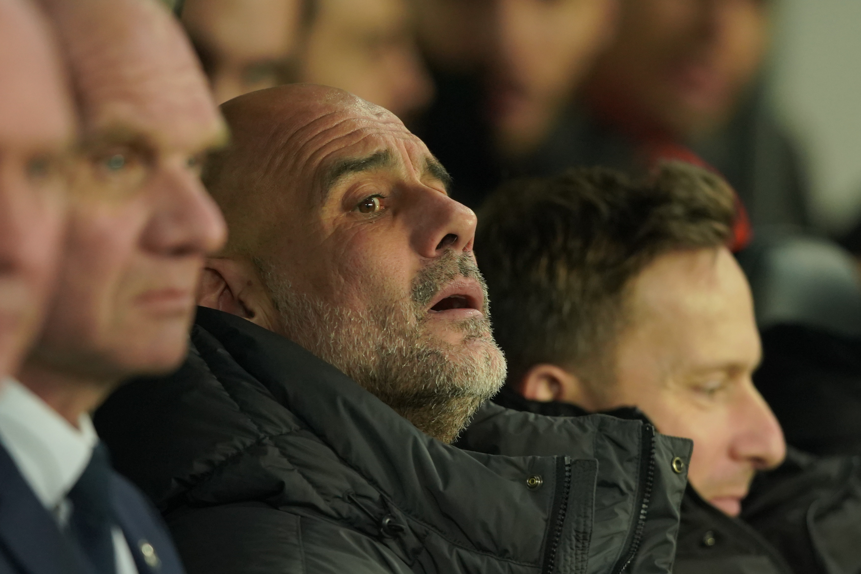 Manchester City's head coach Pep Guardiola in the audience.