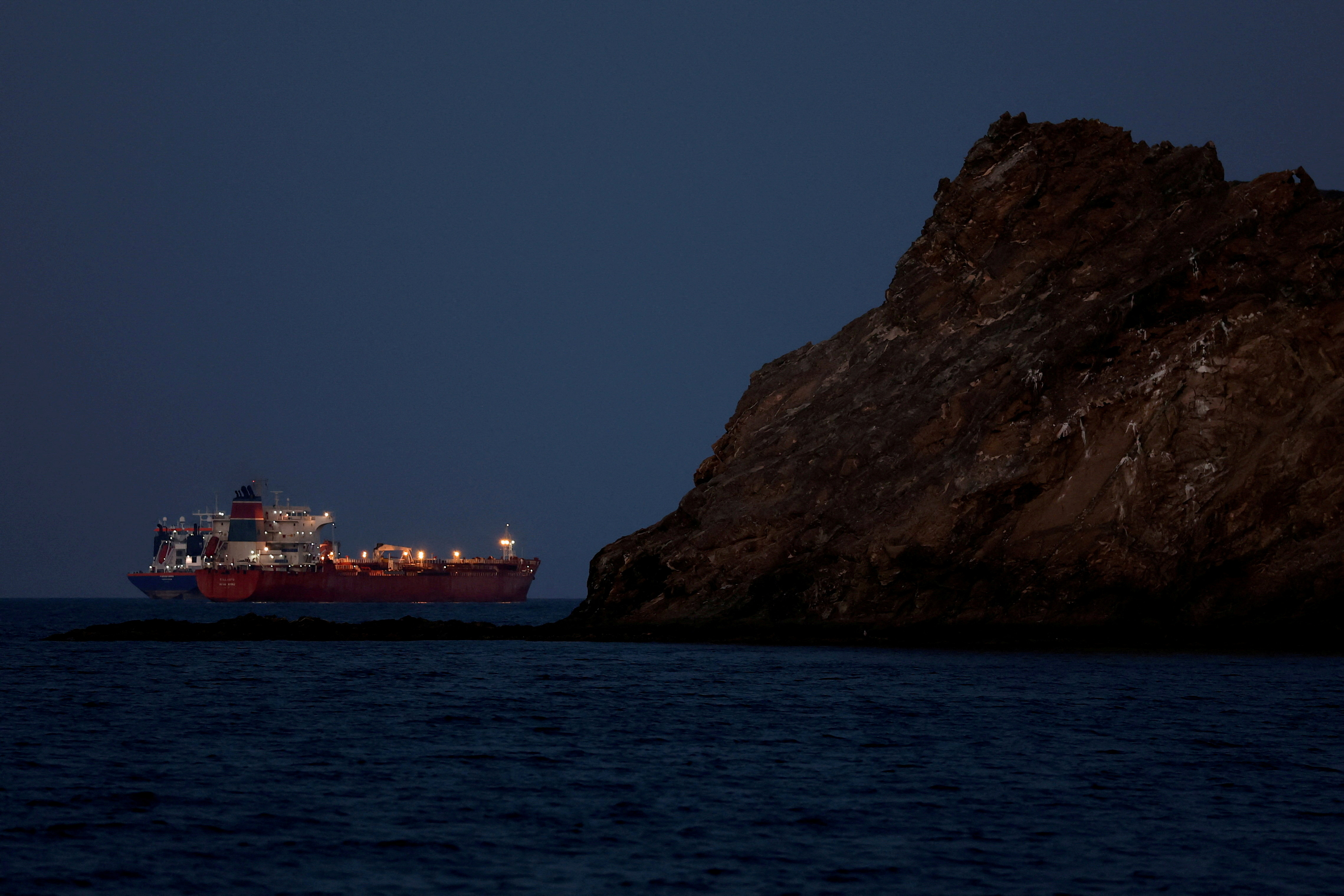 FILE PHOTO: FILE PHOTO: The Callisto tanker sits anchored as the traffic is down in the Strait of Hormuz, amid the U.S.-Israeli conflict with Iran, in Muscat, Oman, March 10, 2026. REUTERS/Benoit Tessier/File Photo/File Photo/File Photo