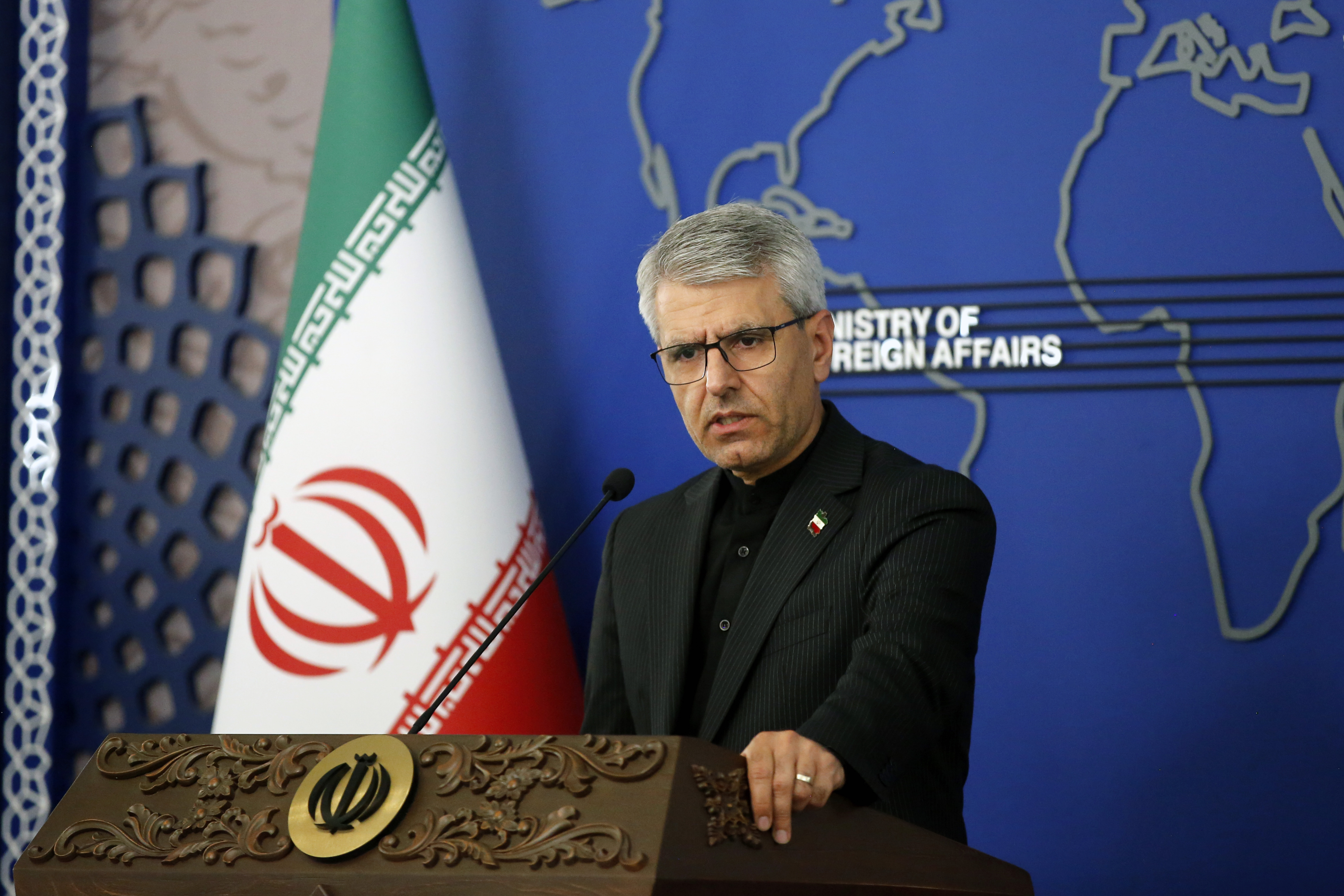 TEHRAN, IRAN - MAY 4: Spokesperson for the Ministry of Foreign Affairs of Iran Esmail Baghaei attends a press conference at Ministry of Foreign Affairs in Tehran, Iran on May 4, 2026. ( Fatemeh Bahrami - Anadolu Agency )