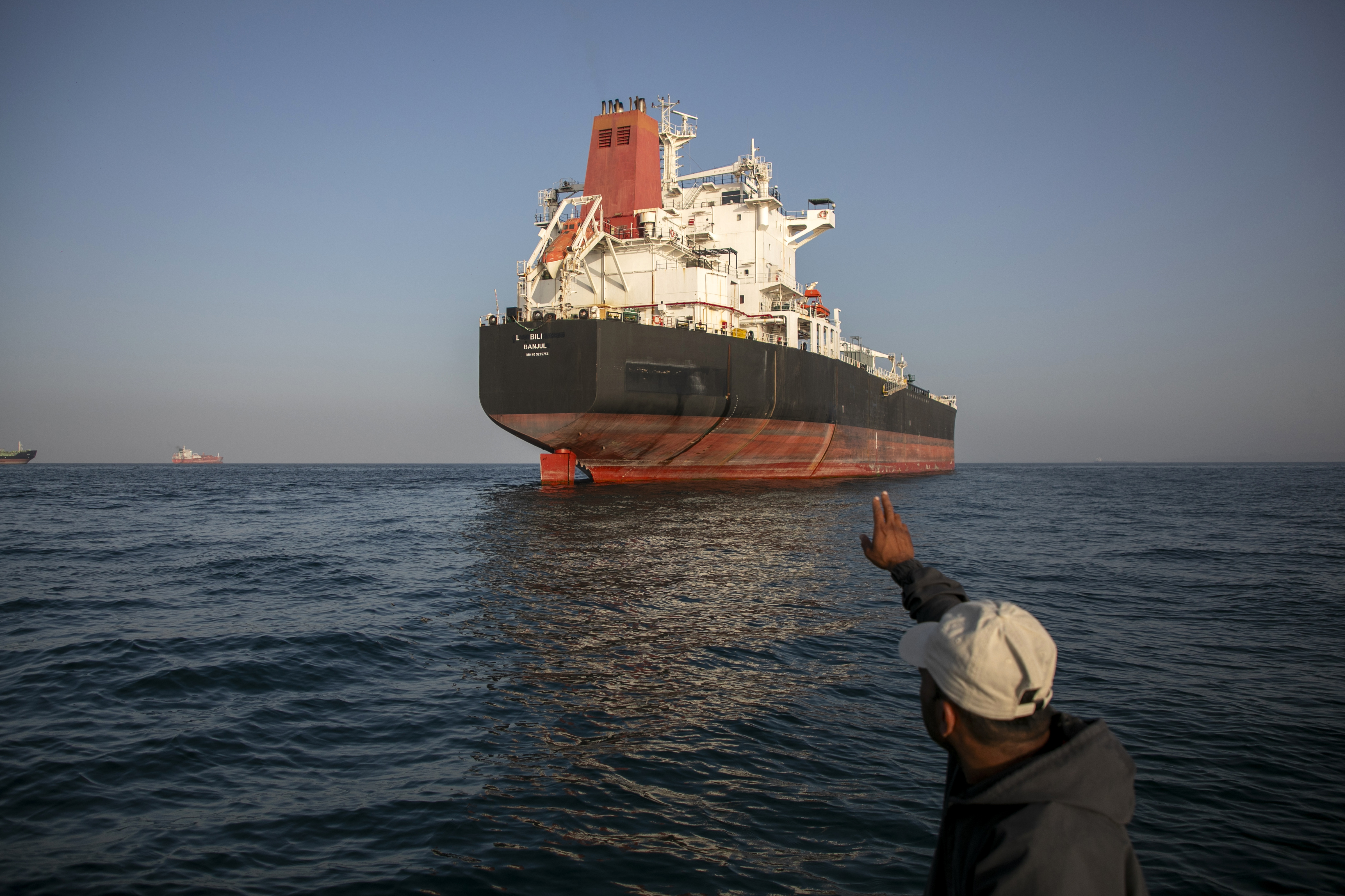 STRAIT OF HORMUZ, IRAN - MAY 16: A ship remains anchored on May 16, 2026 in the Strait of Hormuz near Larak Island, Iran. Negotiations between the U.S. and Iran over opening this critical waterway have largely stalled as the countries have rejected each other's proposals to end the war that began when the U.S. and Israel attacked Iran on February 28. (Photo by Majid Saeedi/Getty Images)