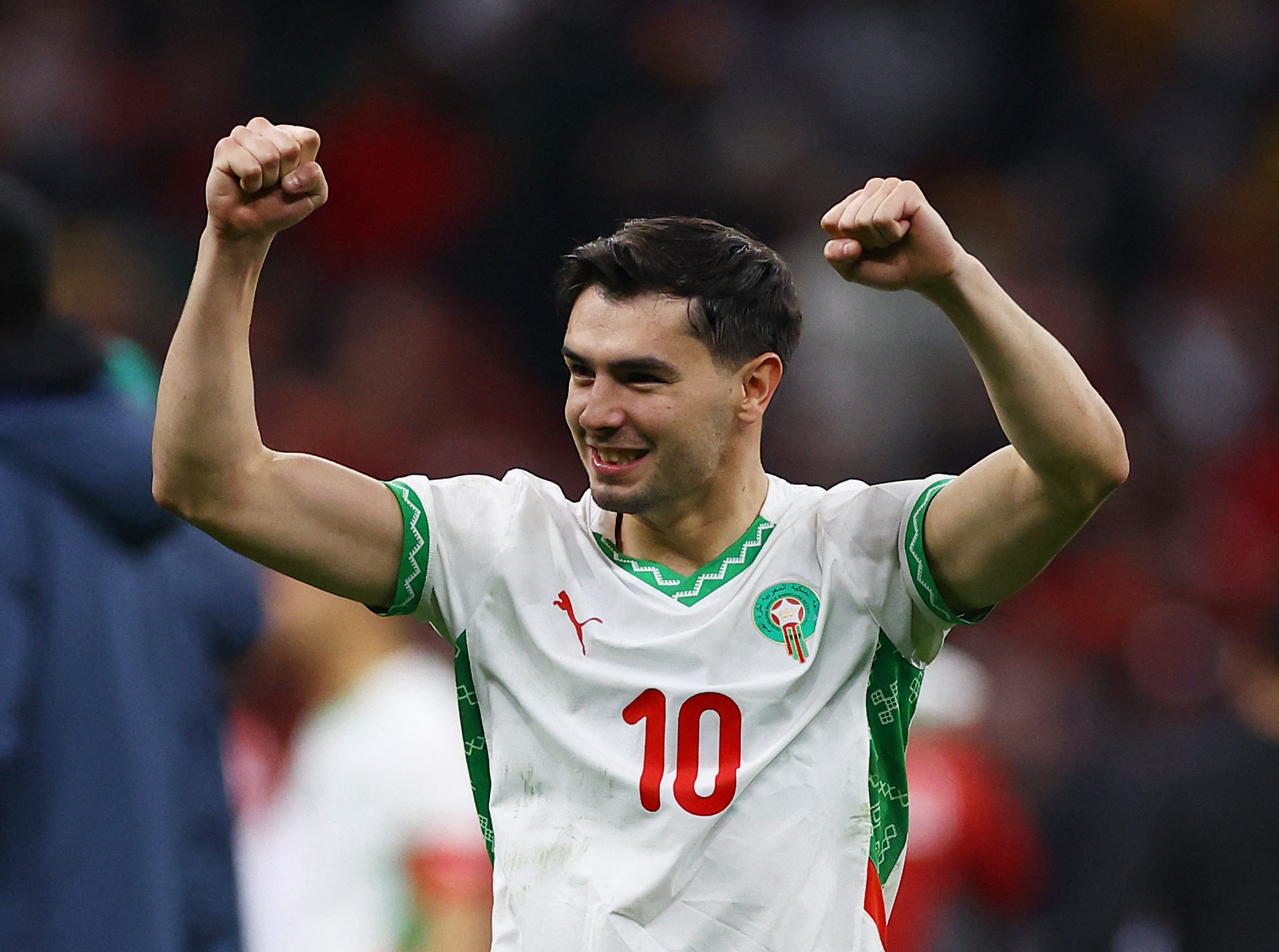 Soccer Football - CAF Africa Cup of Nations - Morocco 2025 - Quarter Final - Morocco v Cameroon - Prince Moulay Abdellah Stadium, Rabat, Morocco - January 9, 2026 Morocco's Brahim Diaz celebrates after the match REUTERS/Siphiwe Sibeko