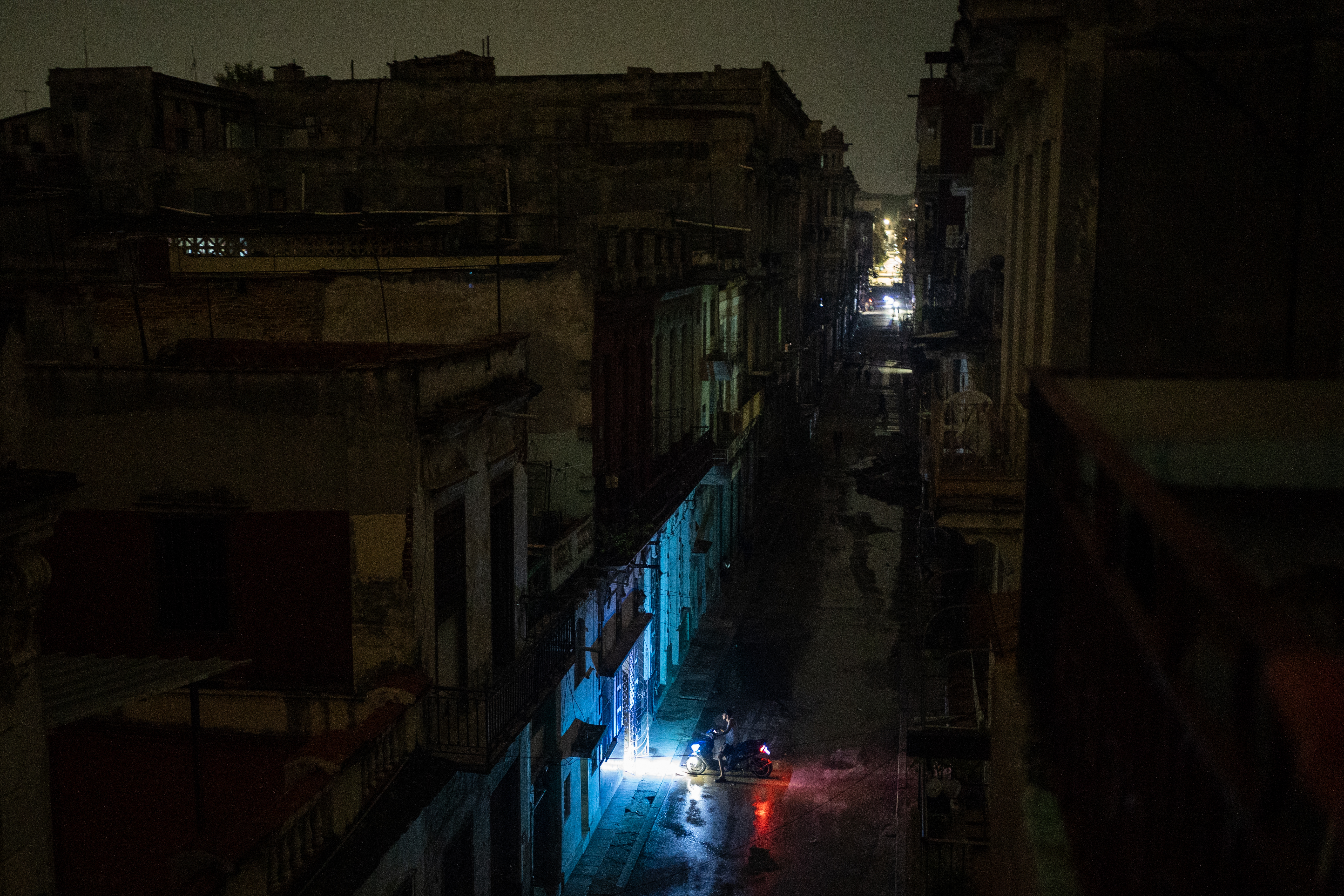 A street in Centro Habana during an apagón, a widespread power outage that has become part of daily life in Cuba.