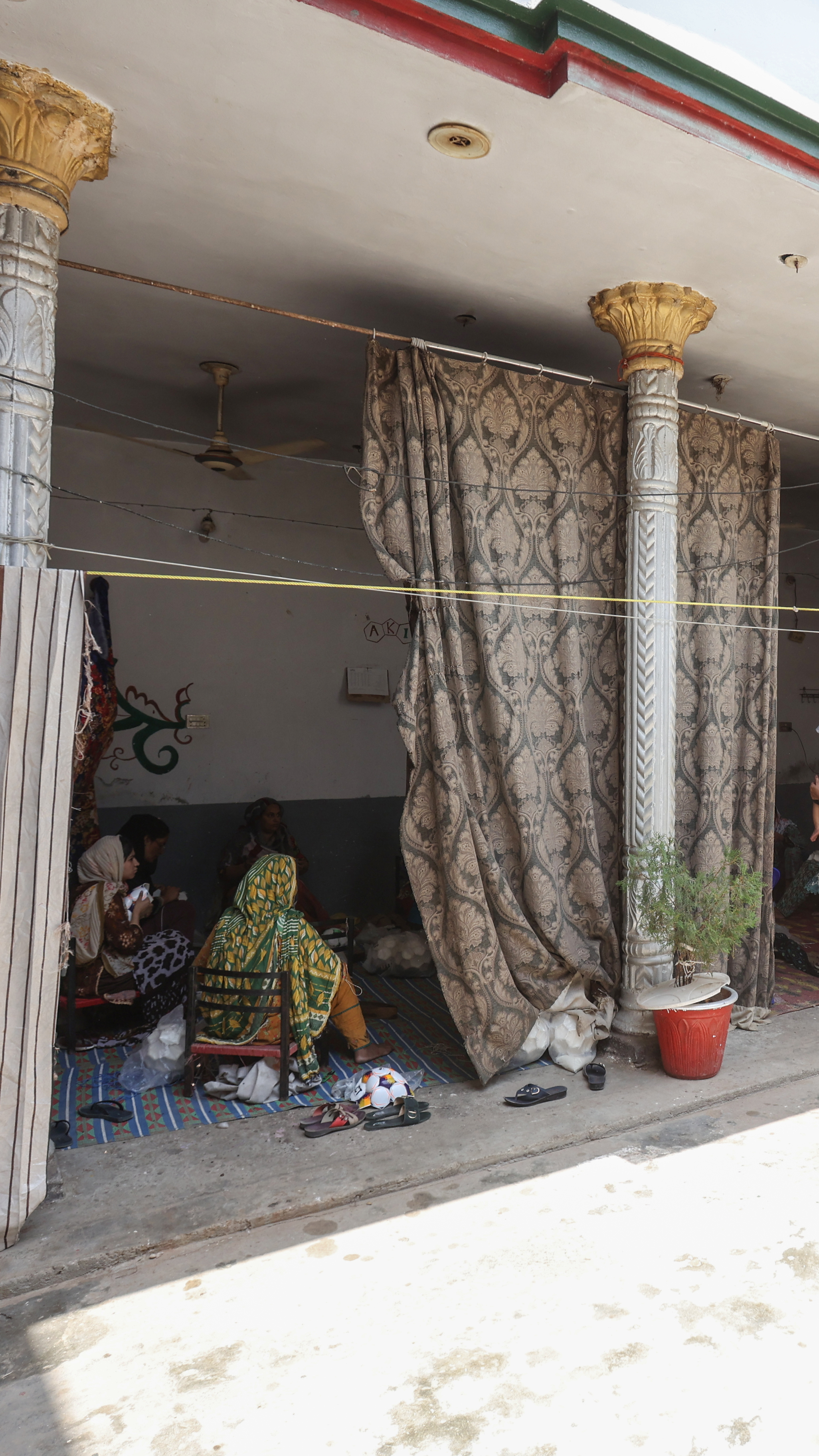 From the courtyard of the stitching centre