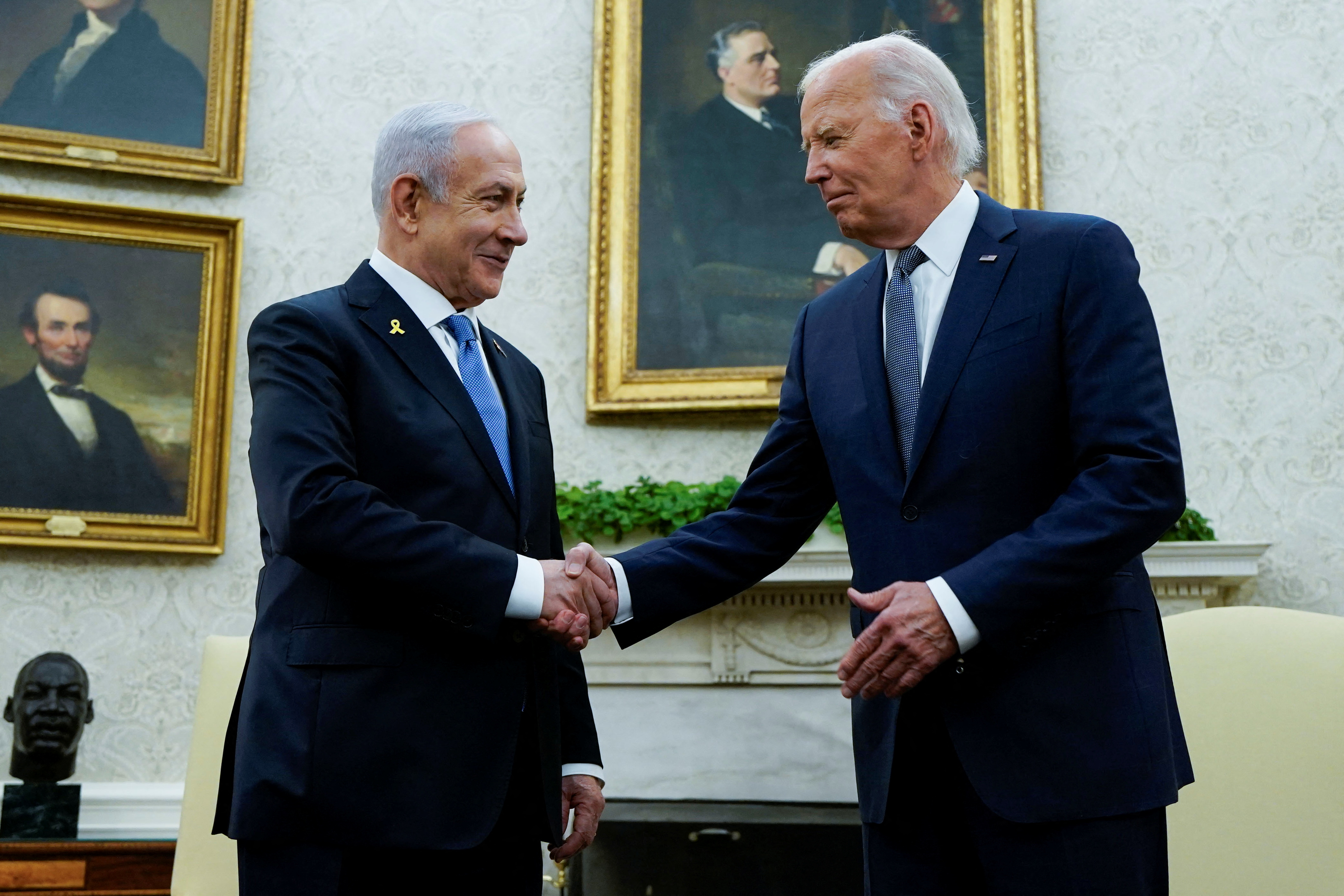 US President Joe Biden meets with Israeli Prime Minister Benjamin Netanyahu in the Oval Office at the White House in Washington, US, July 25, 2024