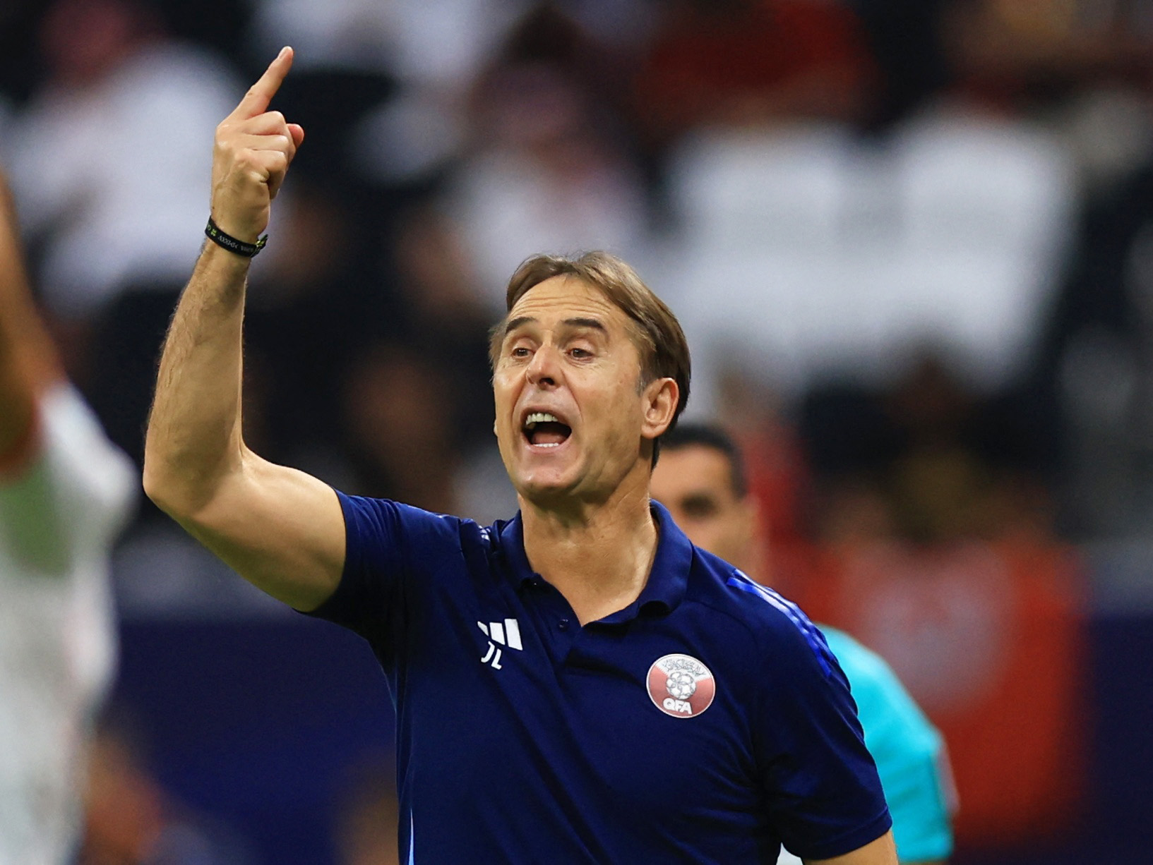 Qatar coach Julen Lopetegui gestures.