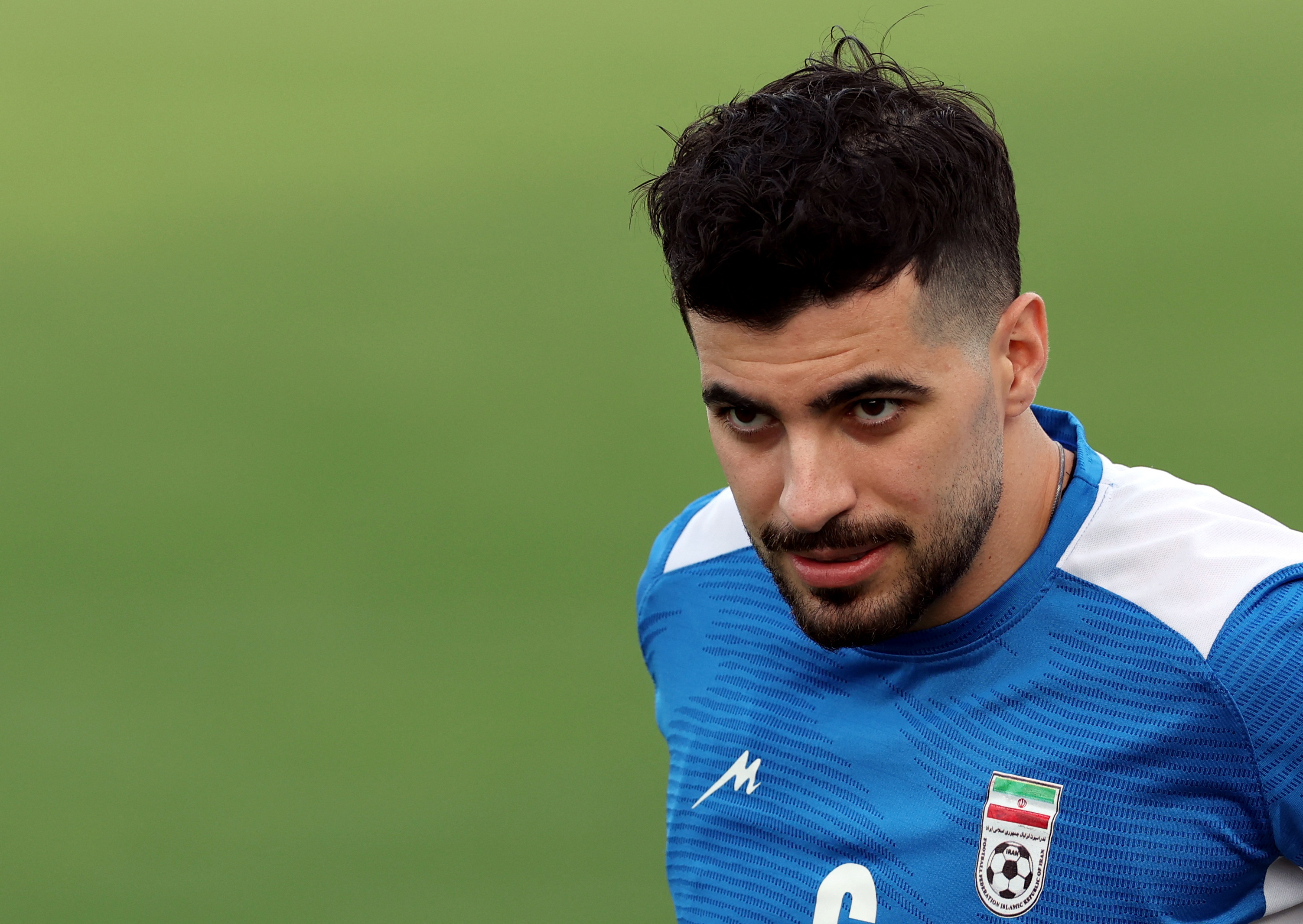 Iran's Saeid Ezatolahi during training for the World Cup