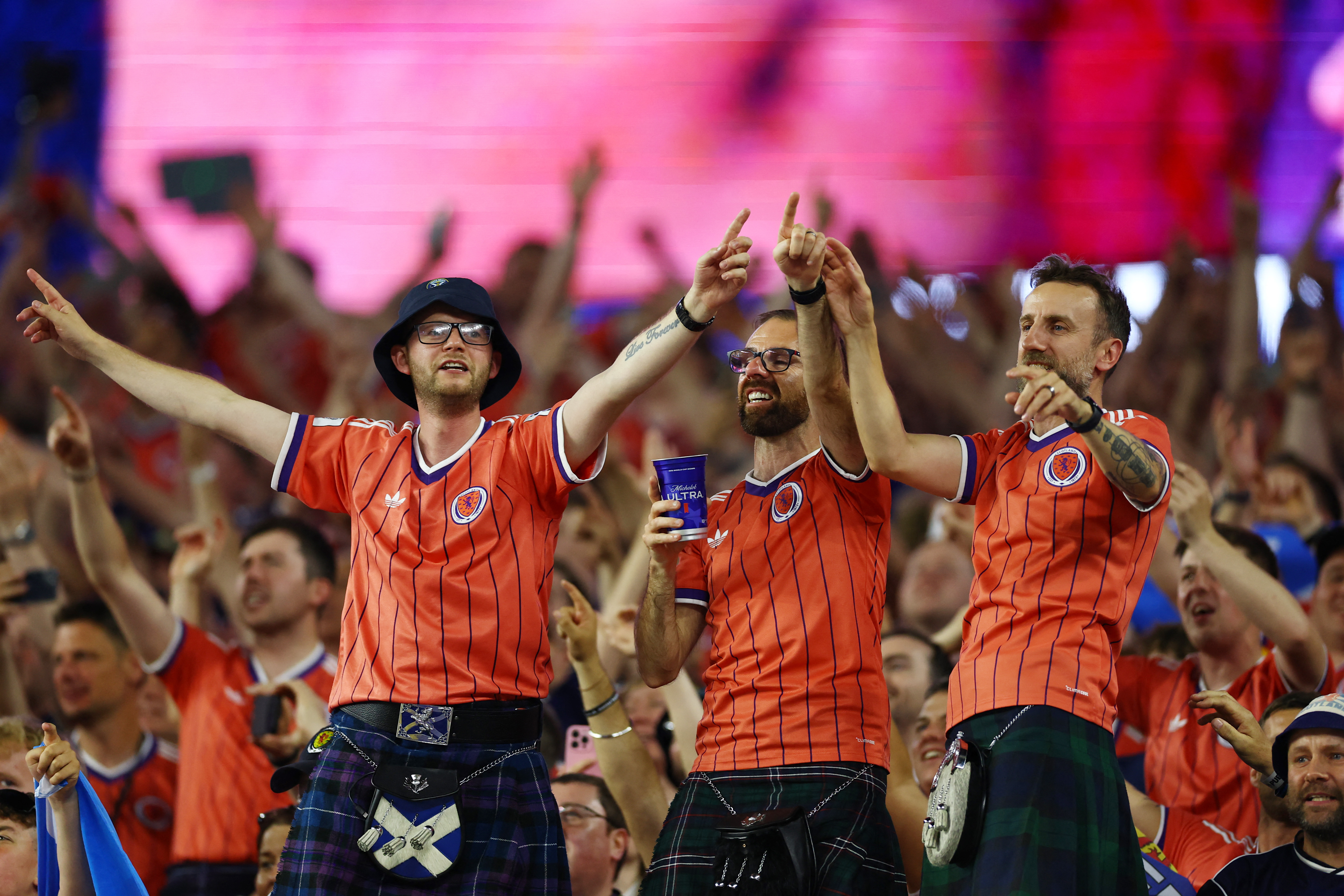 Scotland fans celebrate after the match against Haiti
