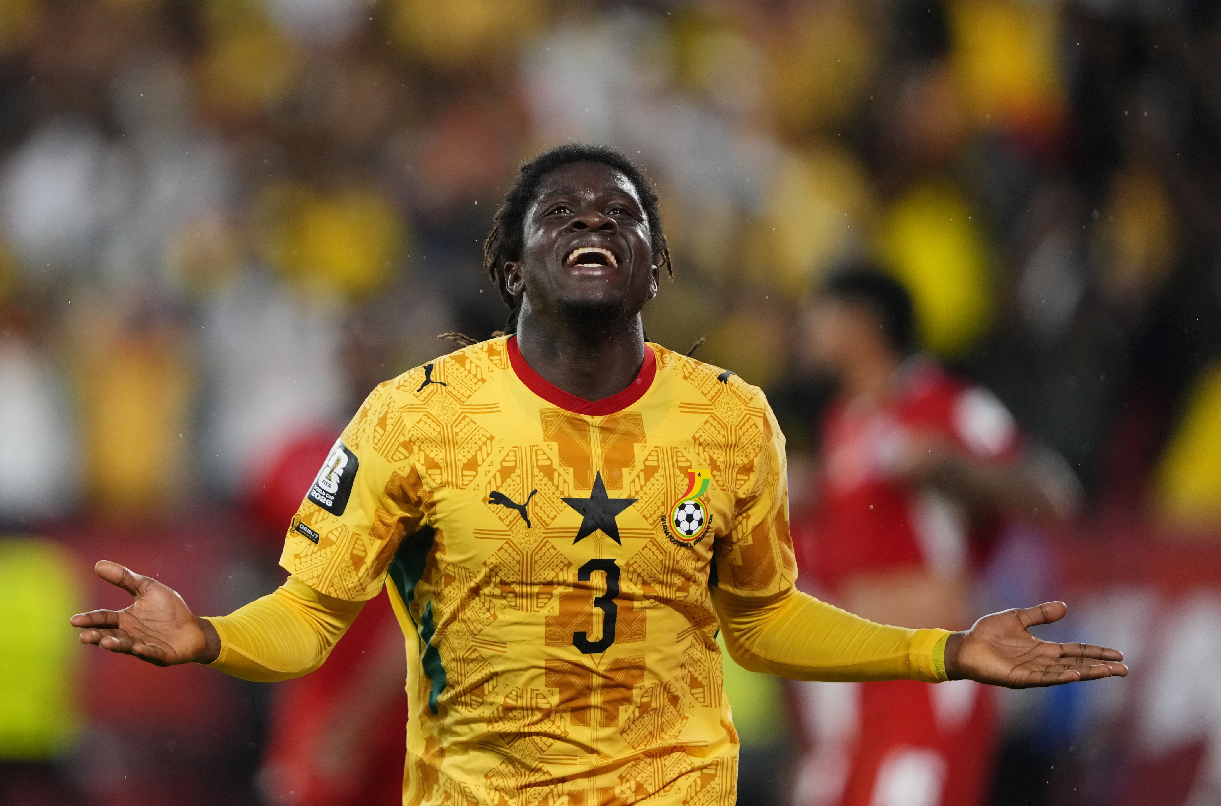 Soccer Football - FIFA World Cup 2026 - Group L - Ghana v Panama - Toronto Stadium, Toronto, Canada - June 17, 2026 Ghana's Caleb Yirenkyi celebrates scoring their first goal IMAGN IMAGES via Reuters/Kevin Sousa