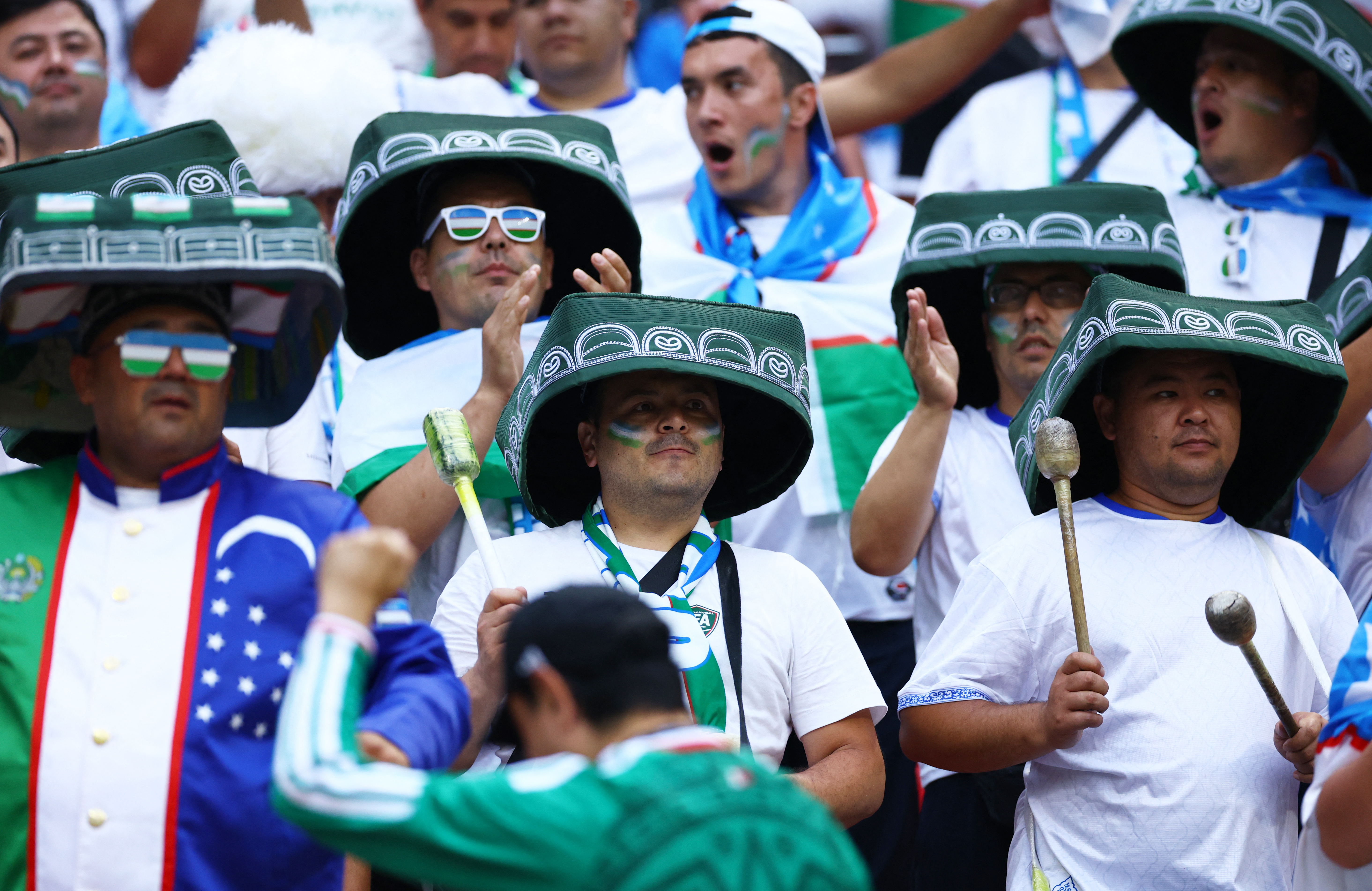 Soccer Football - FIFA World Cup 2026 - Group K - Uzbekistan v Colombia - Estadio Azteca, Mexico City, Mexico - June 17, 2026 Uzbekistan fans inside the stadium before the match REUTERS/Raquel Cunha