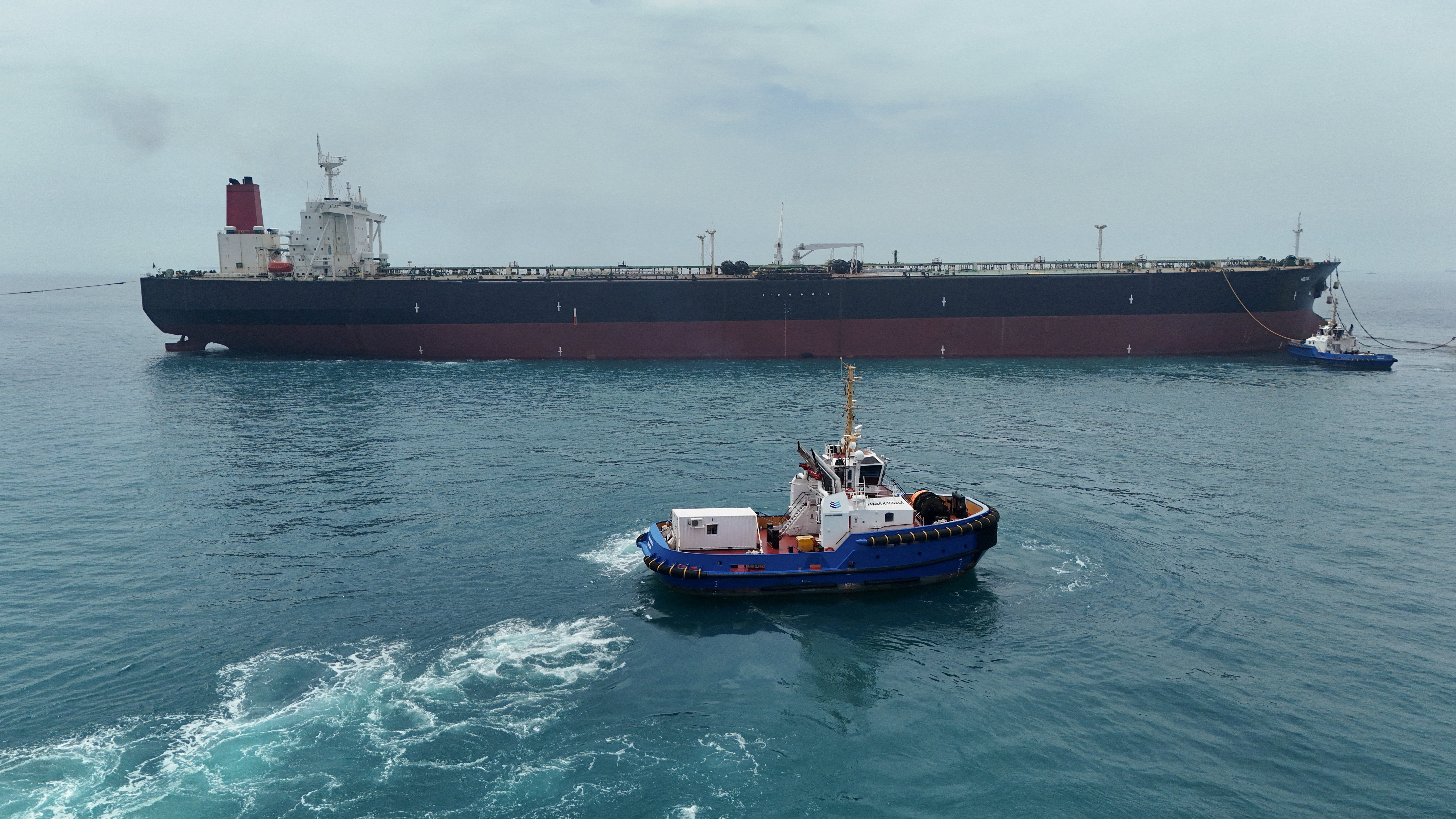 Drone view of oil tanker HELGA