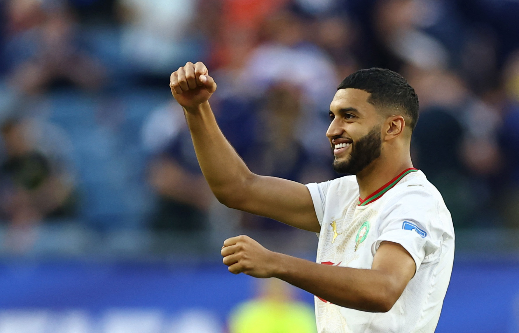 Soccer Football - FIFA World Cup 2026 - Group C - Scotland v Morocco - Boston Stadium, Foxborough, Massachusetts, U.S. - June 19, 2026 Morocco's Ismael Saibari celebrates after the match REUTERS/Peter Cziborra