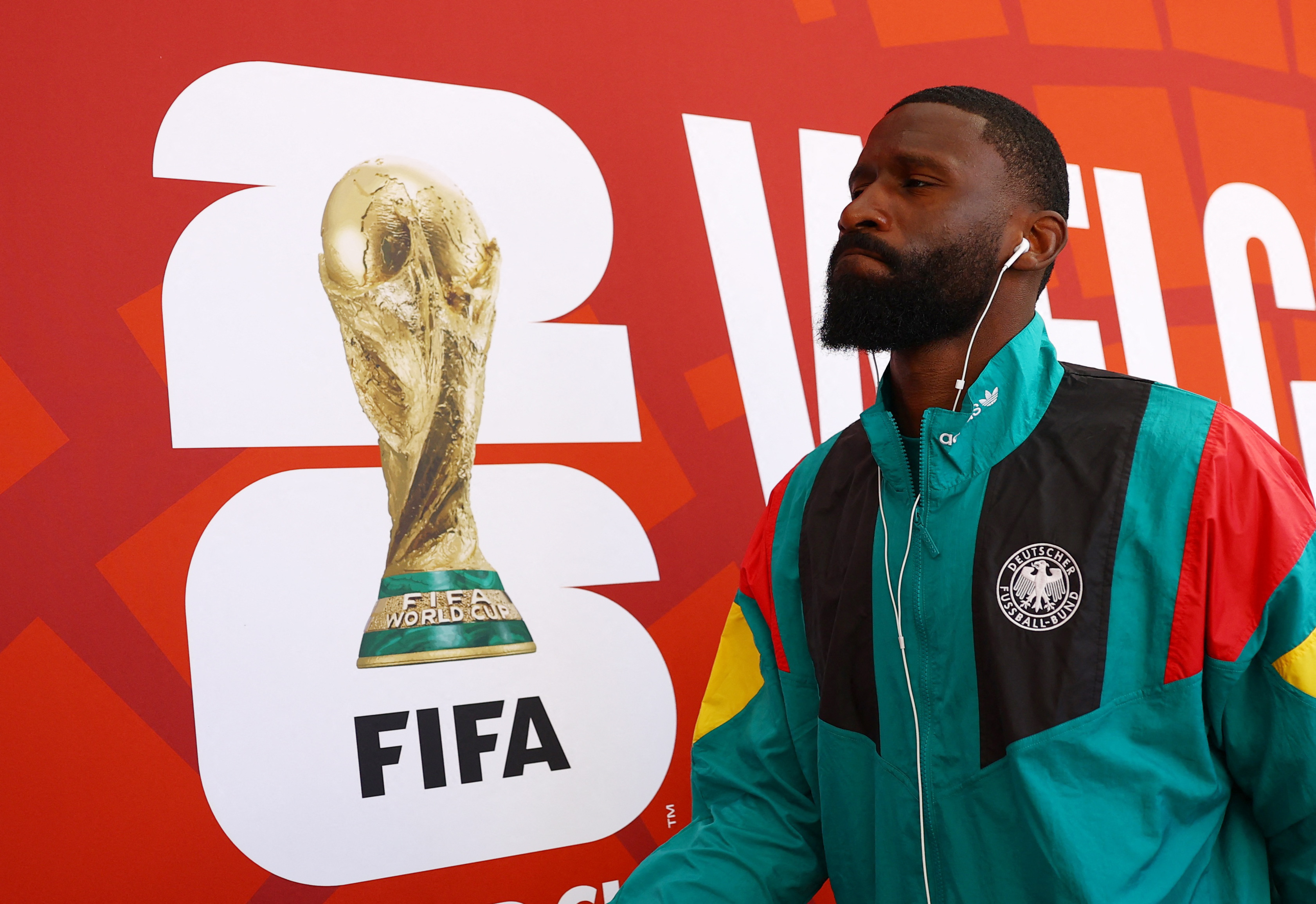 Germany's Antonio Rudiger arrives at the stadium before the match