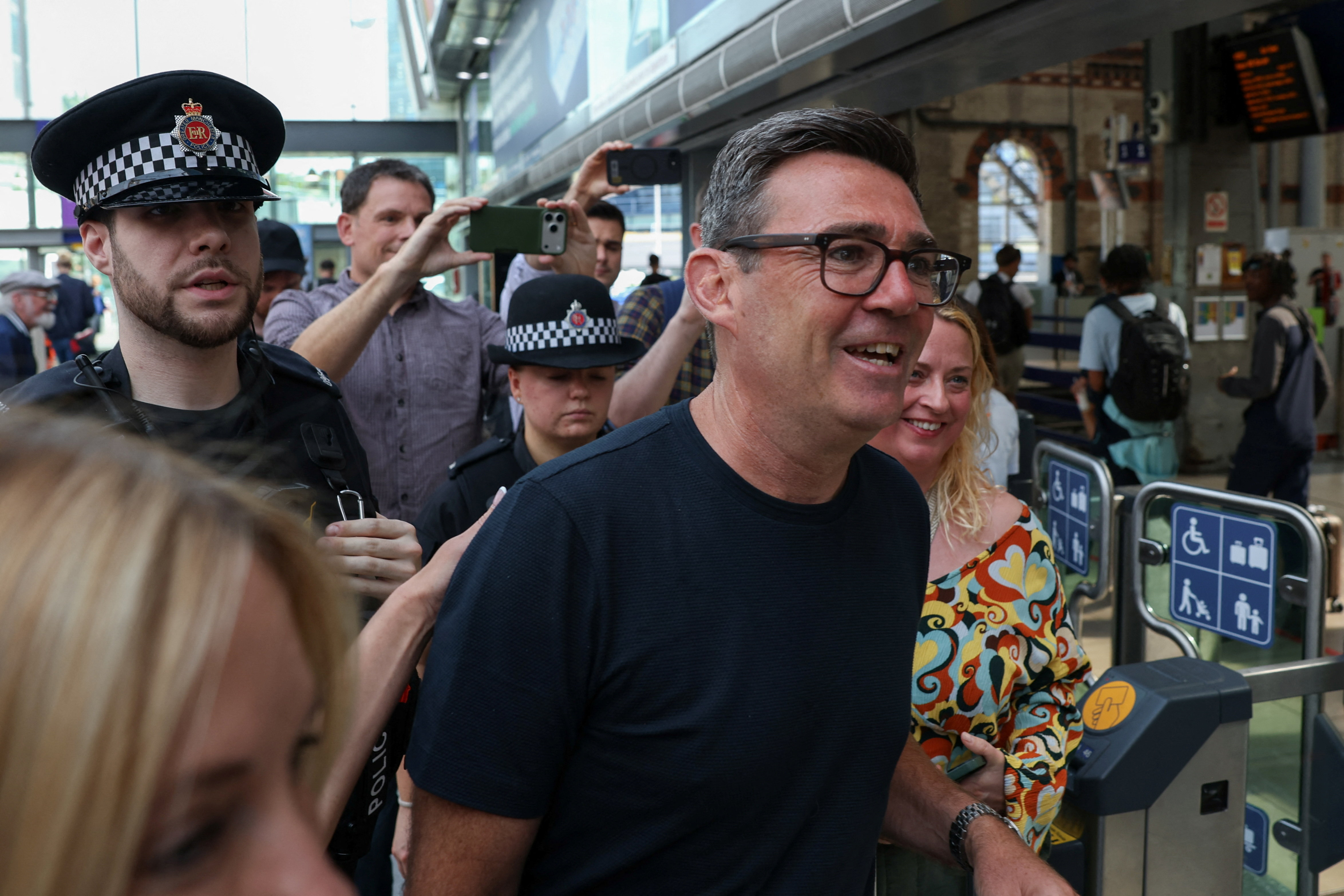 Newly elected Makerfield MP and former Greater Manchester Mayor Andy Burnham at Manchester Piccadilly Station as he leaves for London, in Manchester, UK, on Monday, June 22, 2026