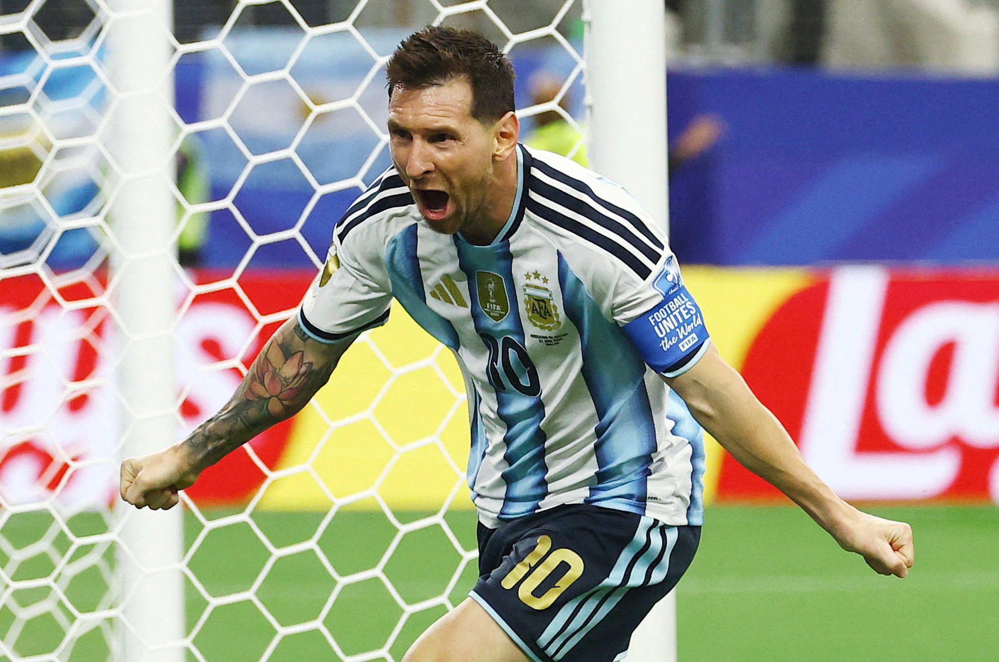 Soccer Football - FIFA World Cup 2026 - Group J - Argentina v Austria - Dallas Stadium, Arlington, Texas, U.S. - June 22, 2026 Argentina's Lionel Messi celebrates scoring their second goal REUTERS/Kai Pfaffenbach