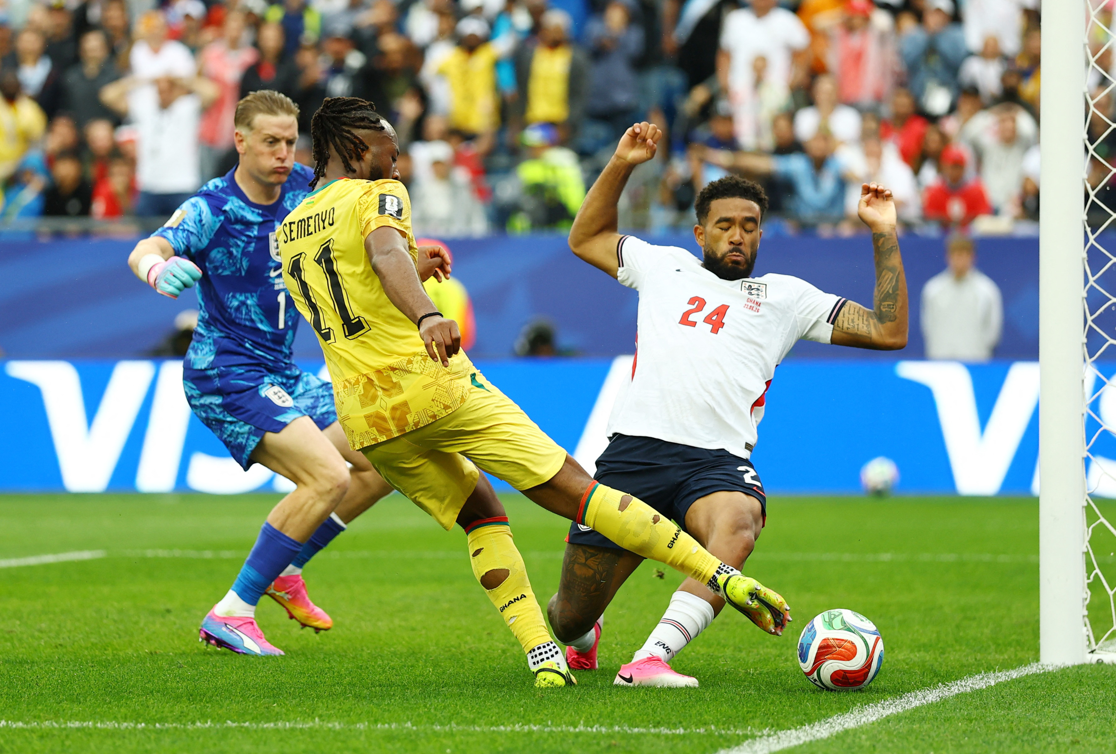 England's Reece James in action with Ghana's Antoine Semenyo