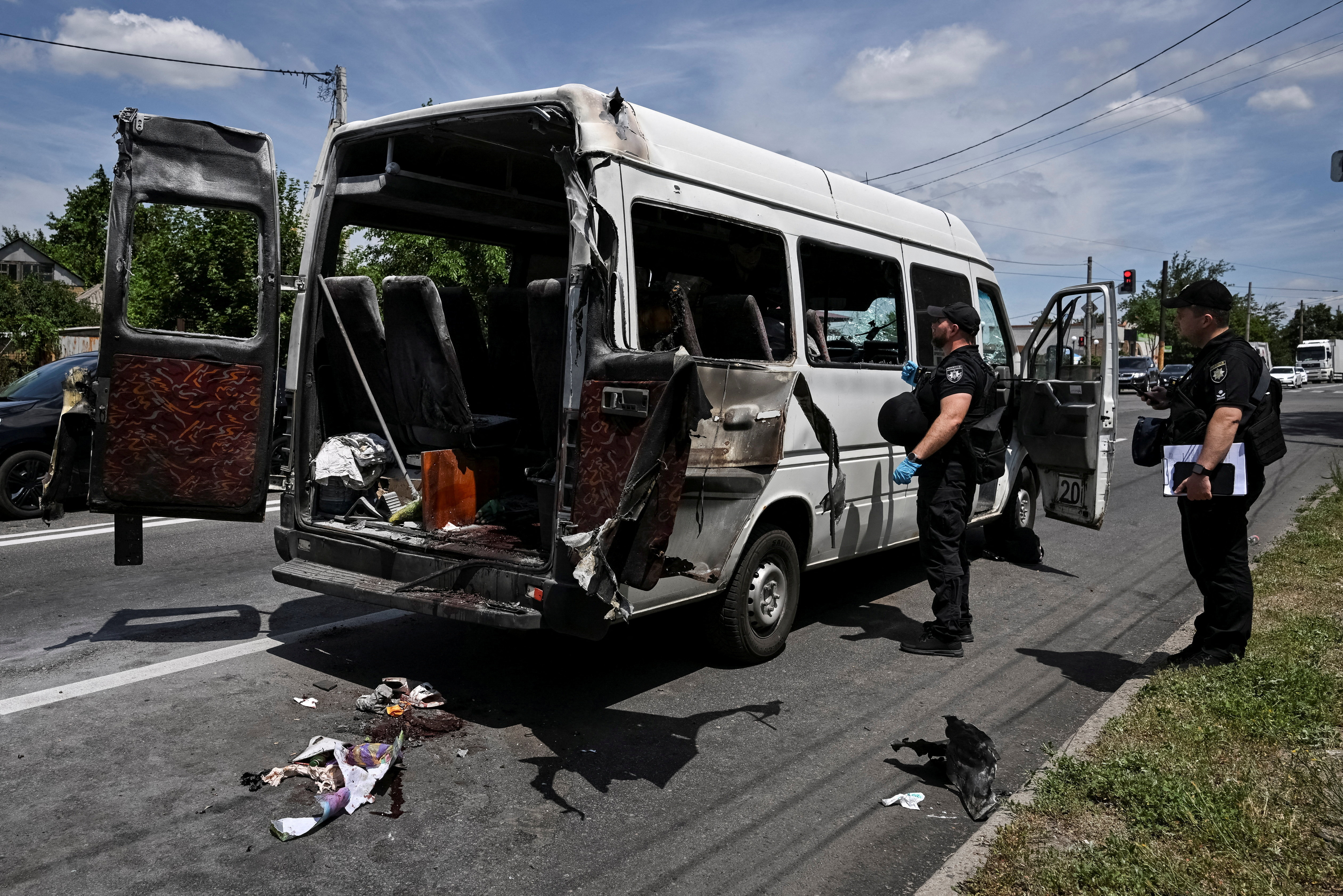Minibus hit by Russian drone attack