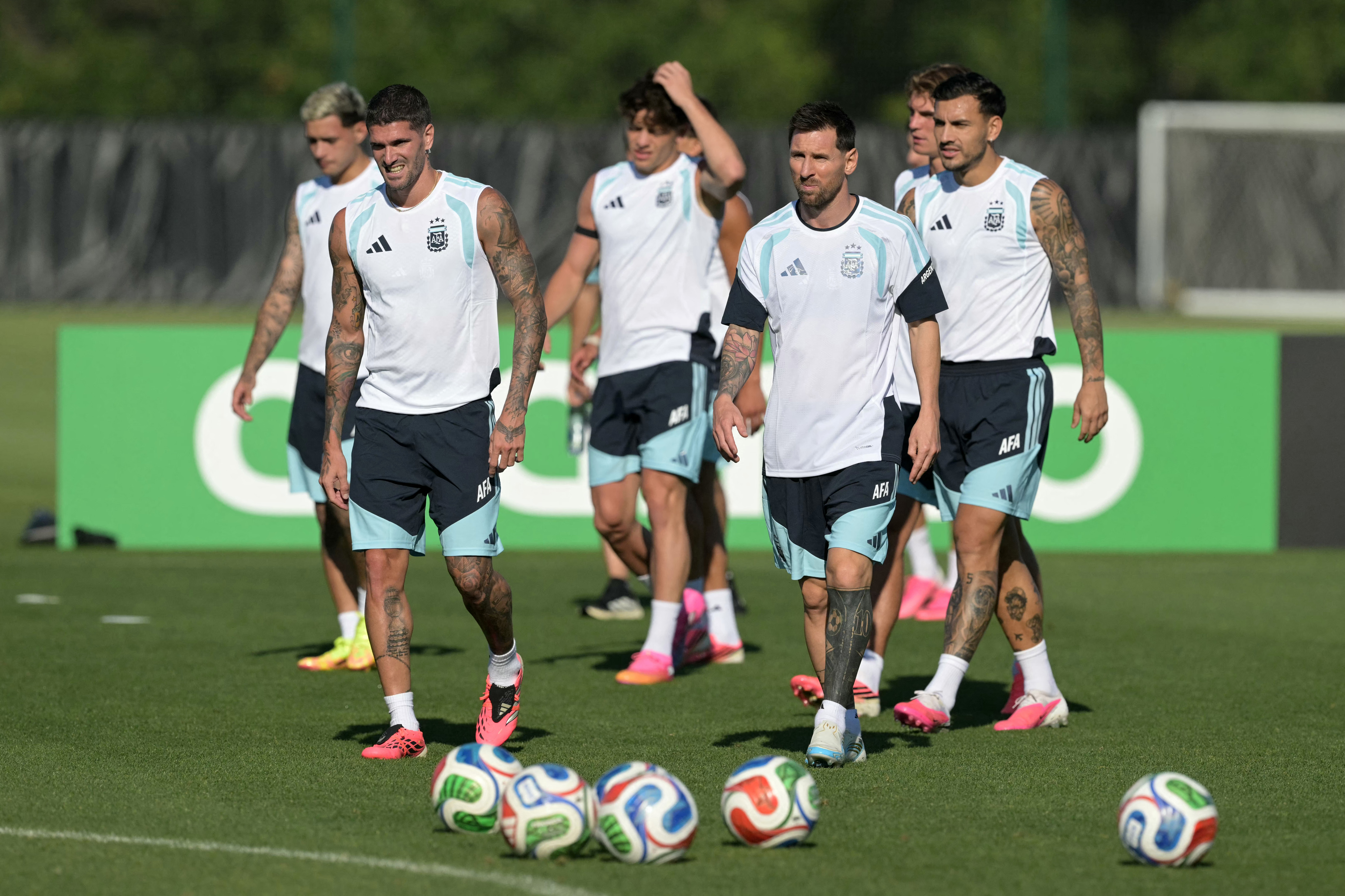 Lionel Messi reacts.