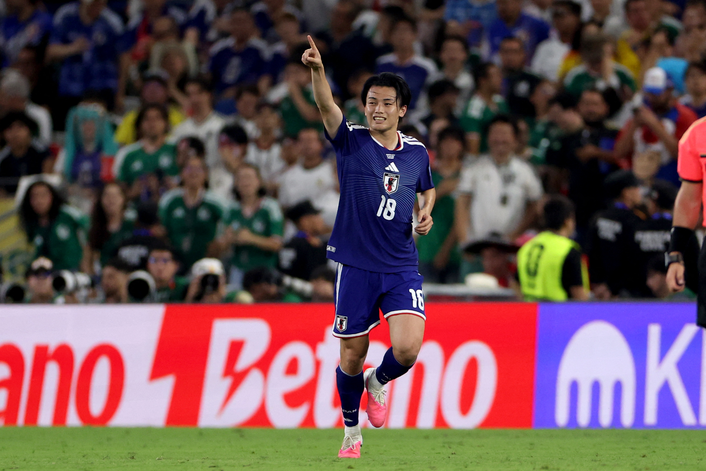 Japan’s forward Ayase Ueda is their joint leading scorer with two goals in three games