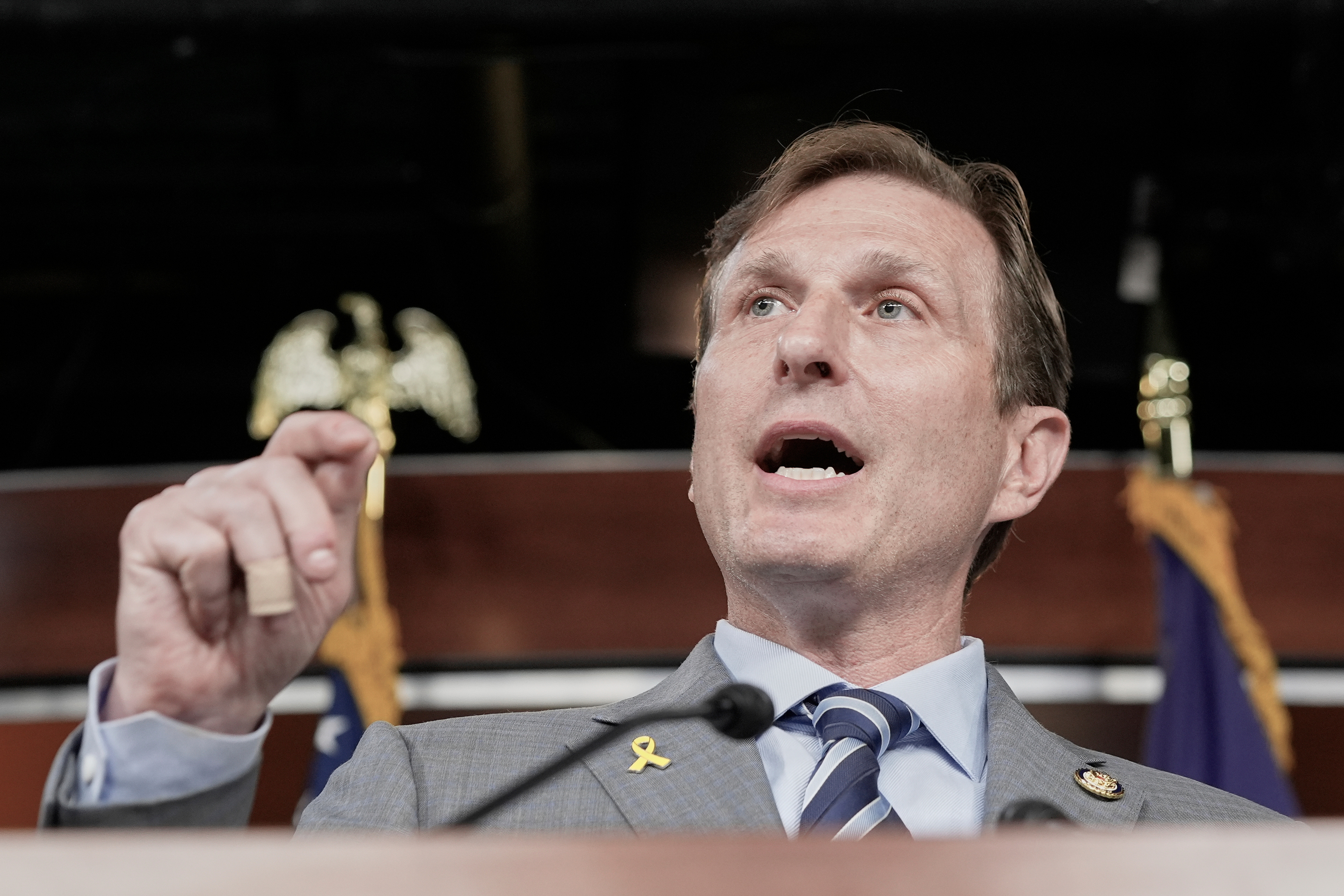 Representative Dan Goldman speaks during a news conference at the US Capitol in Washington, DC, July 2, 2025