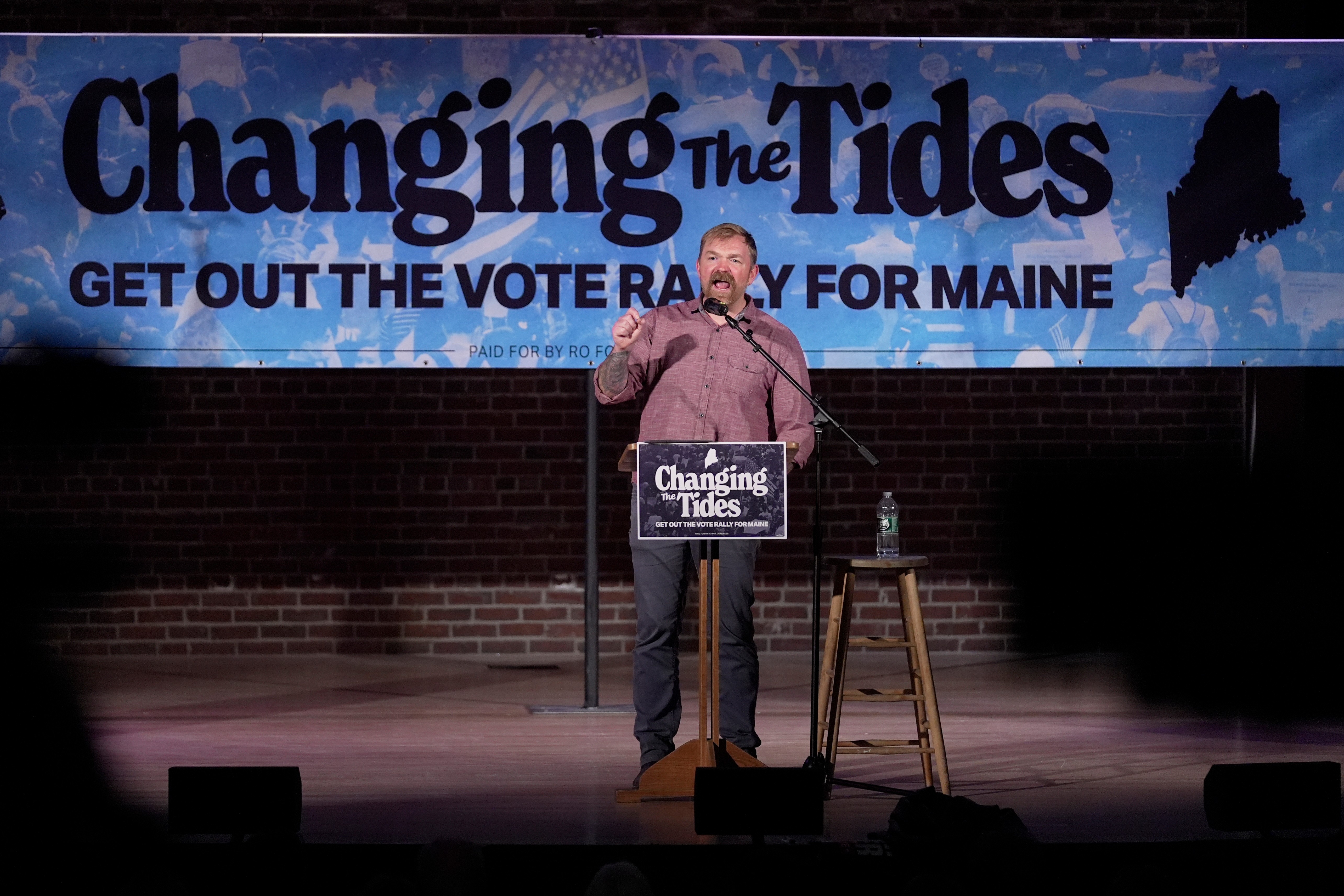 Graham Platner, Democratic candidate for U.S. Senate, speaks at a campaign event Friday, June 5, 2026, in Bar Harbor, Maine. (AP Photo/Robert F. Bukaty)