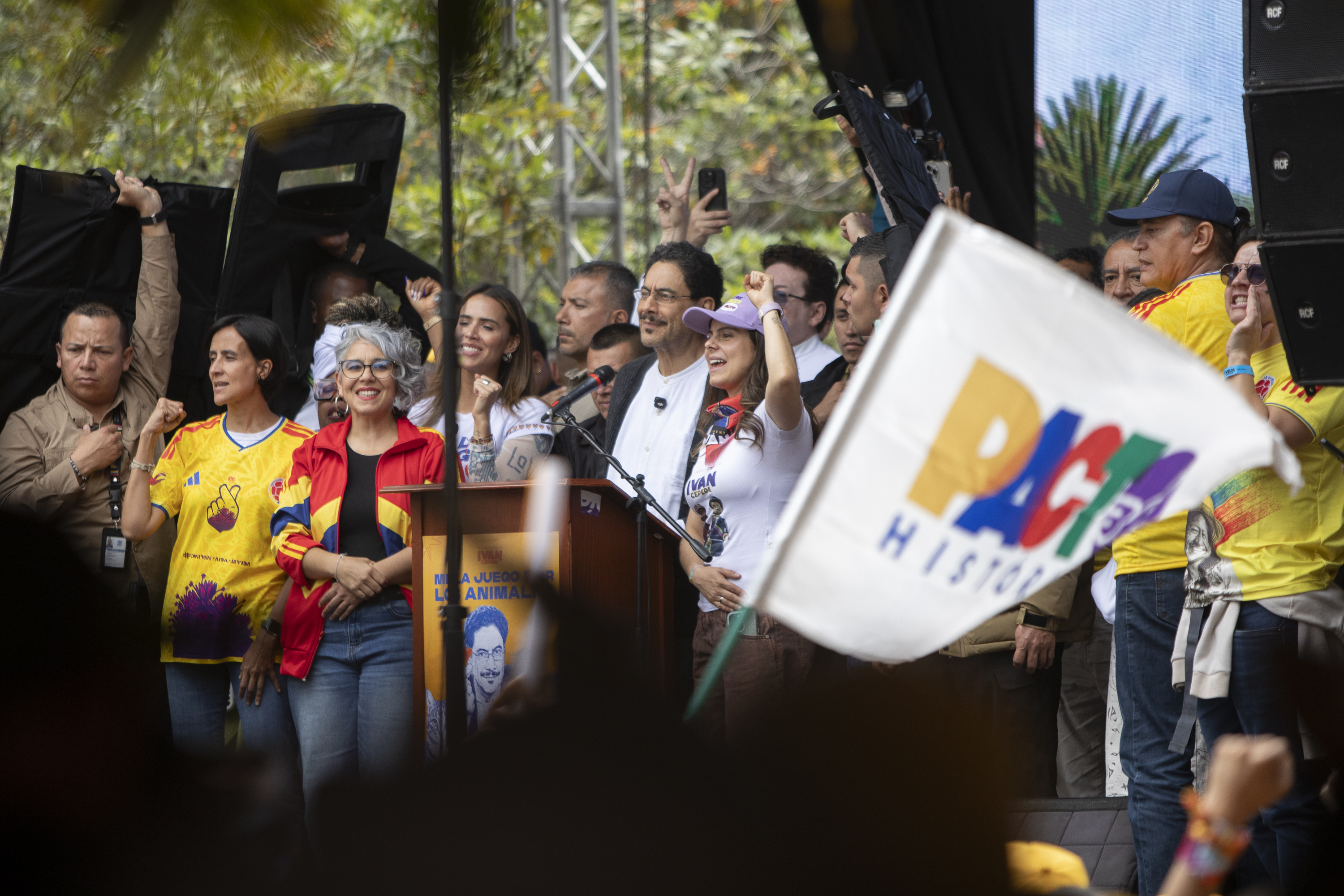 Ivan Cepeda rallies his supporters in Bogota on June 12, 2026.