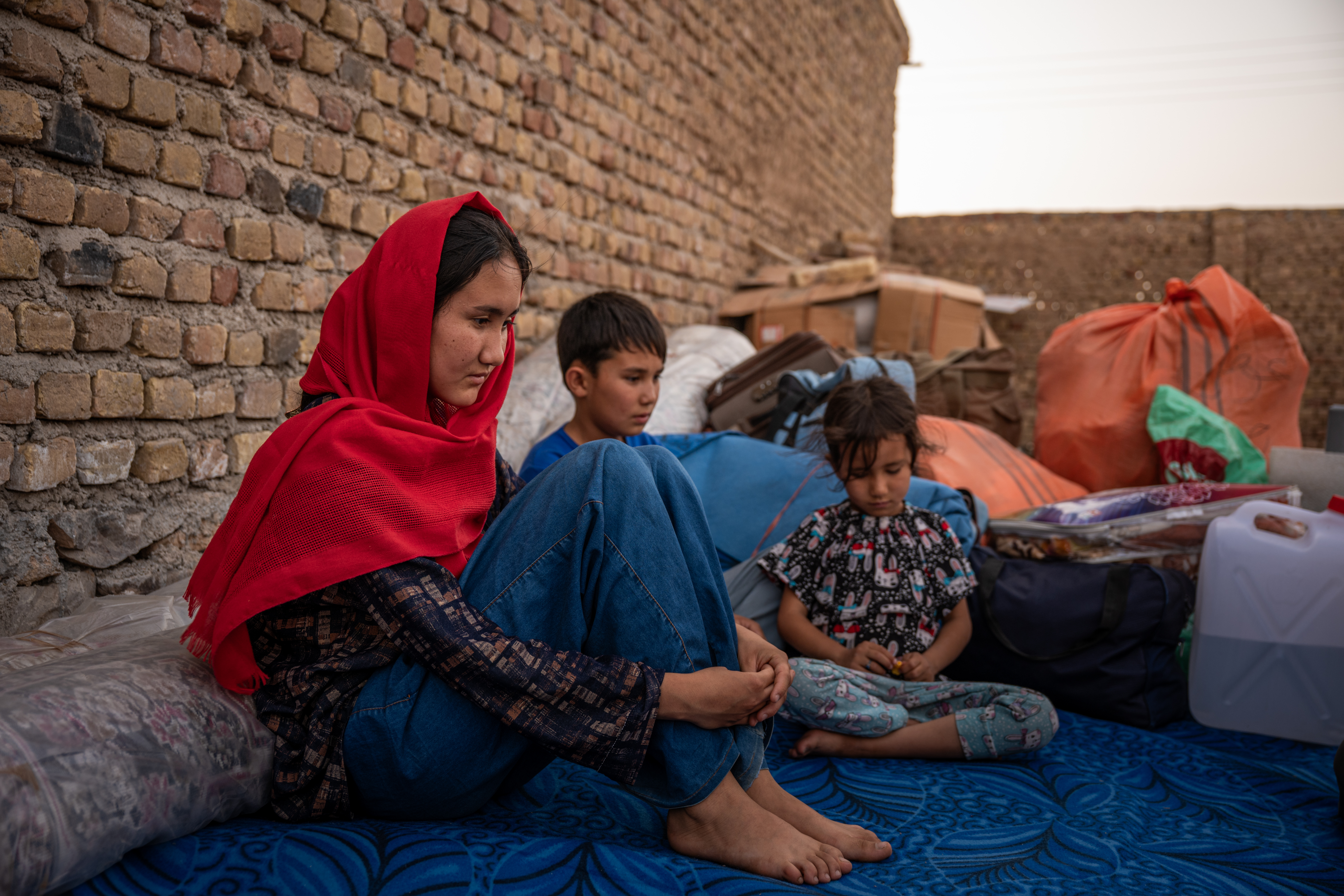 Child refugees wait to return home.