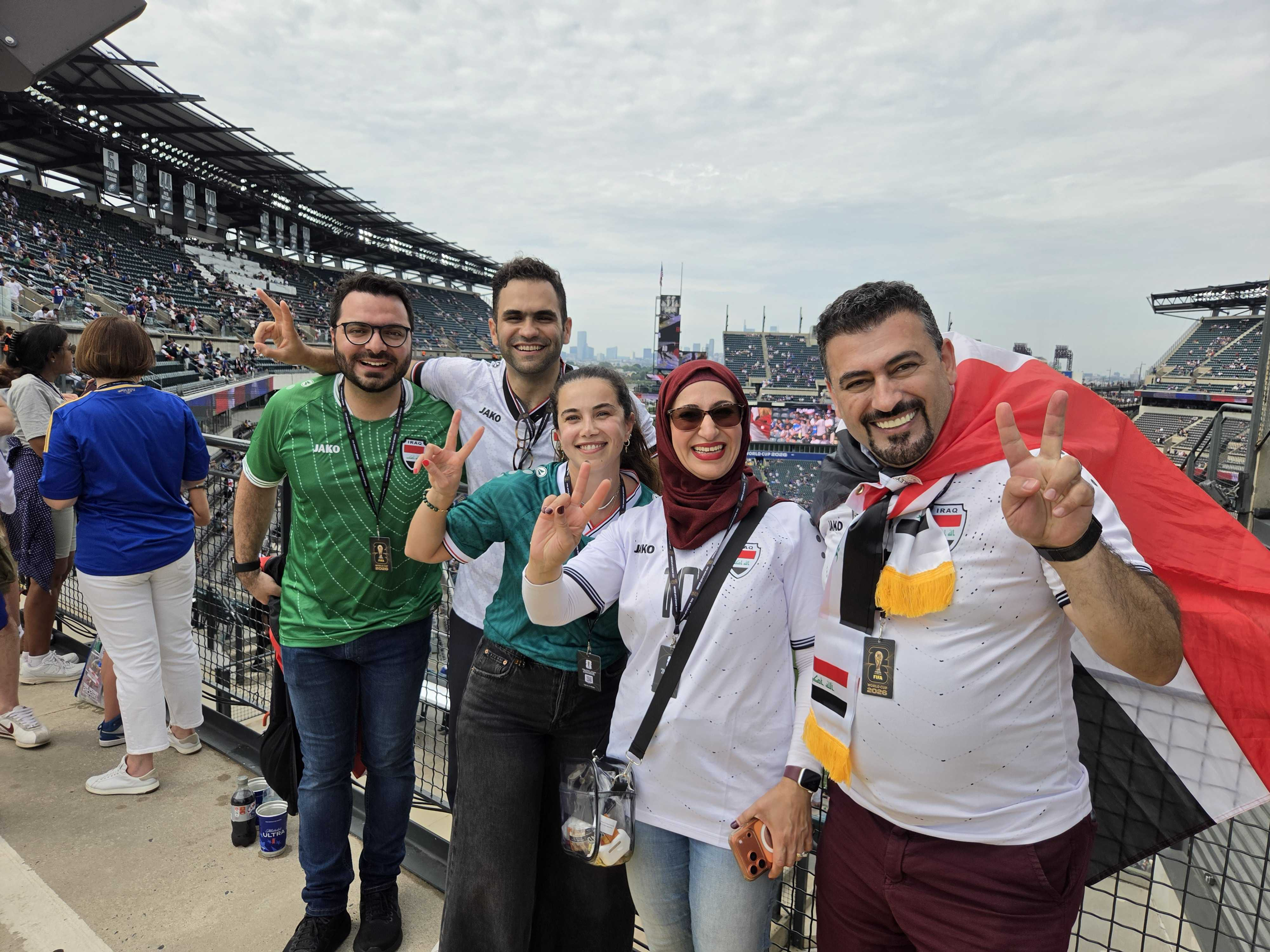 Halah Maykhan, second from the right, travelled from Wisconsin to watch Iraq play at Philadelphia Stadium